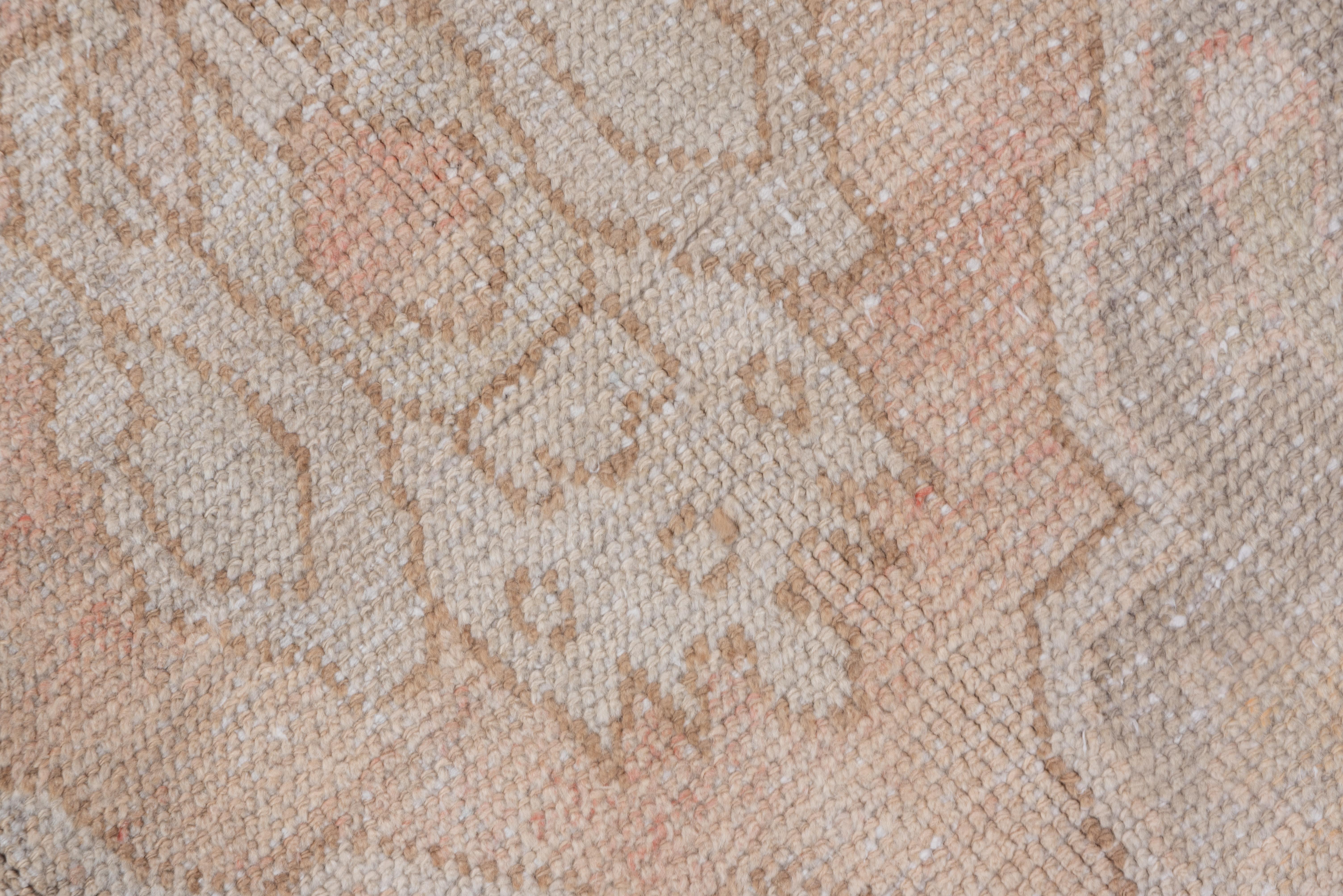 Antique Turkish Oushak Village Rug, Pink and Gray Field In Good Condition For Sale In New York, NY