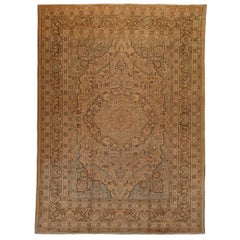 Antique Turkish Oushak, with Abstract Floral Medallion