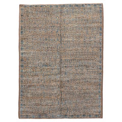 Antique Turkish Oushak with Geometric Lattice Design in Blue and Gold