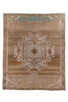 Antique Turkish Oushak with Large Center Medallion