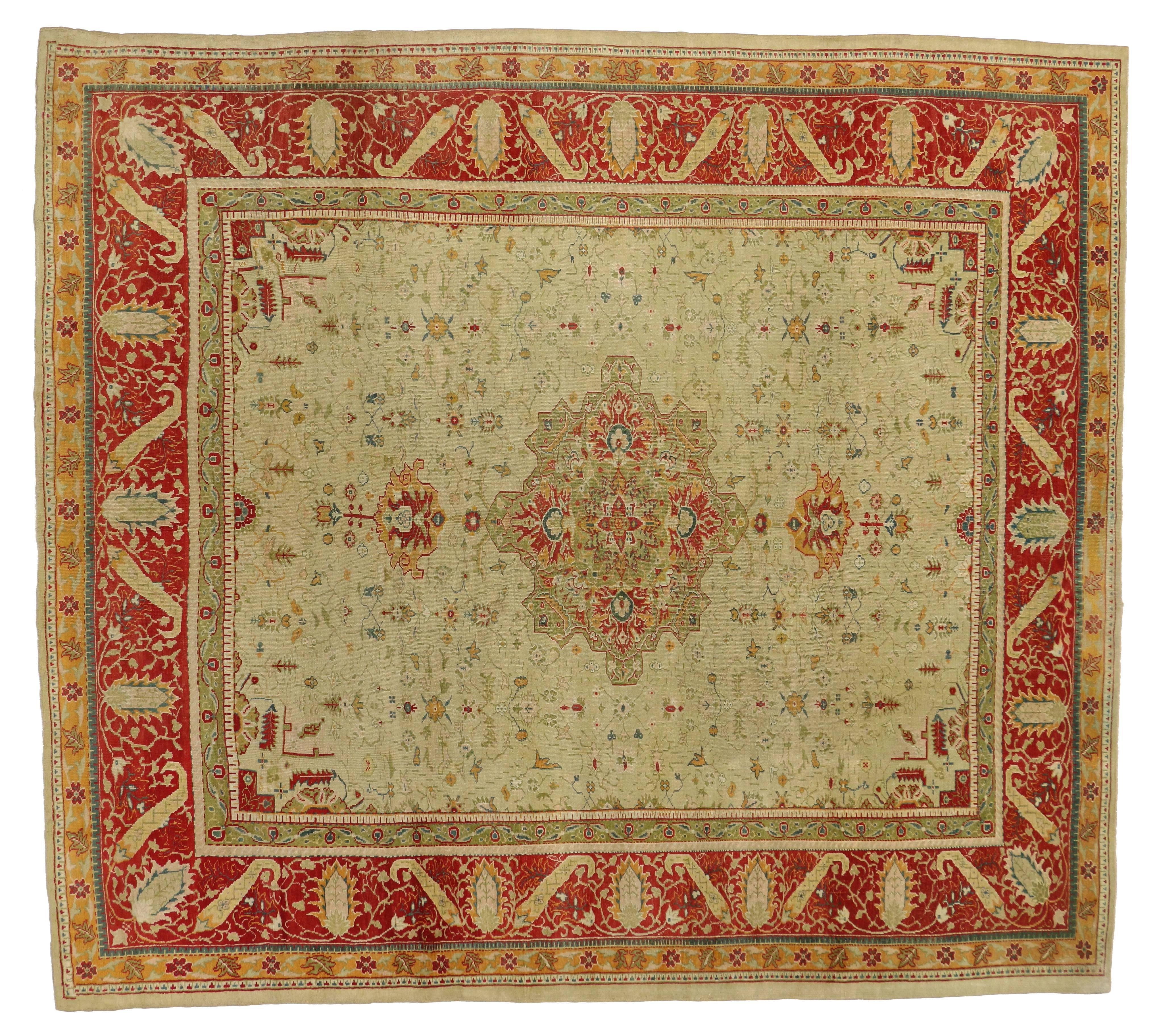 Antique Turkish Oushak with Traditional Modern Style For Sale 4