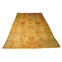 Ancien tapis turc d'Oushak à poils de laine, grande taille