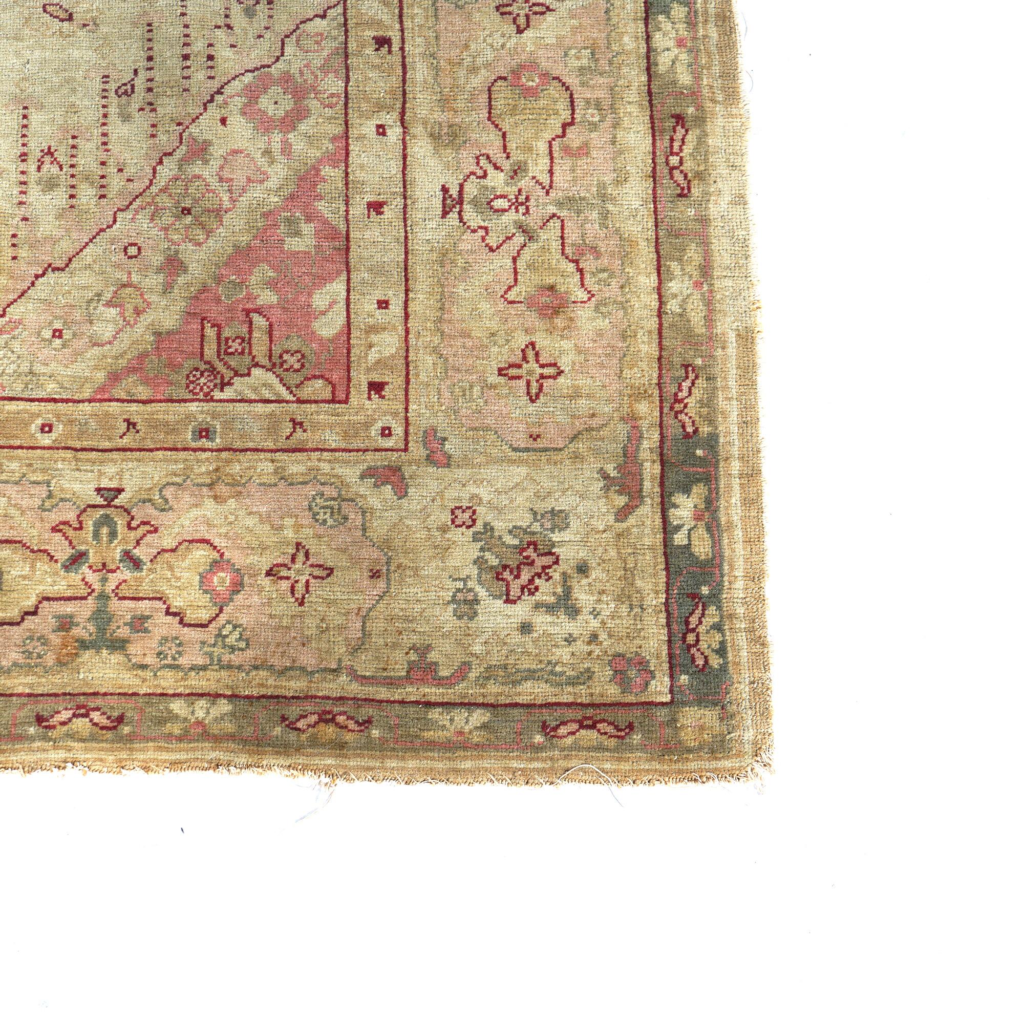 20th Century Antique Turkish Oushak Wool Rug C1920 For Sale