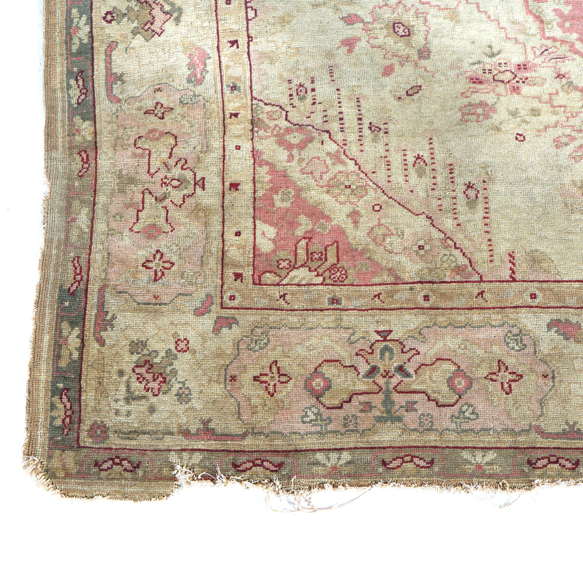 Antique Turkish Oushak Wool Rug C1920 For Sale 1