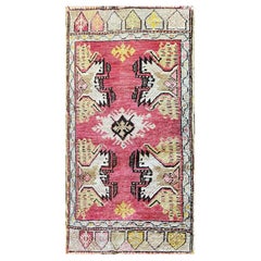 Antique  Turkish Oushak Yastik Anatolian Rug, Dragon design