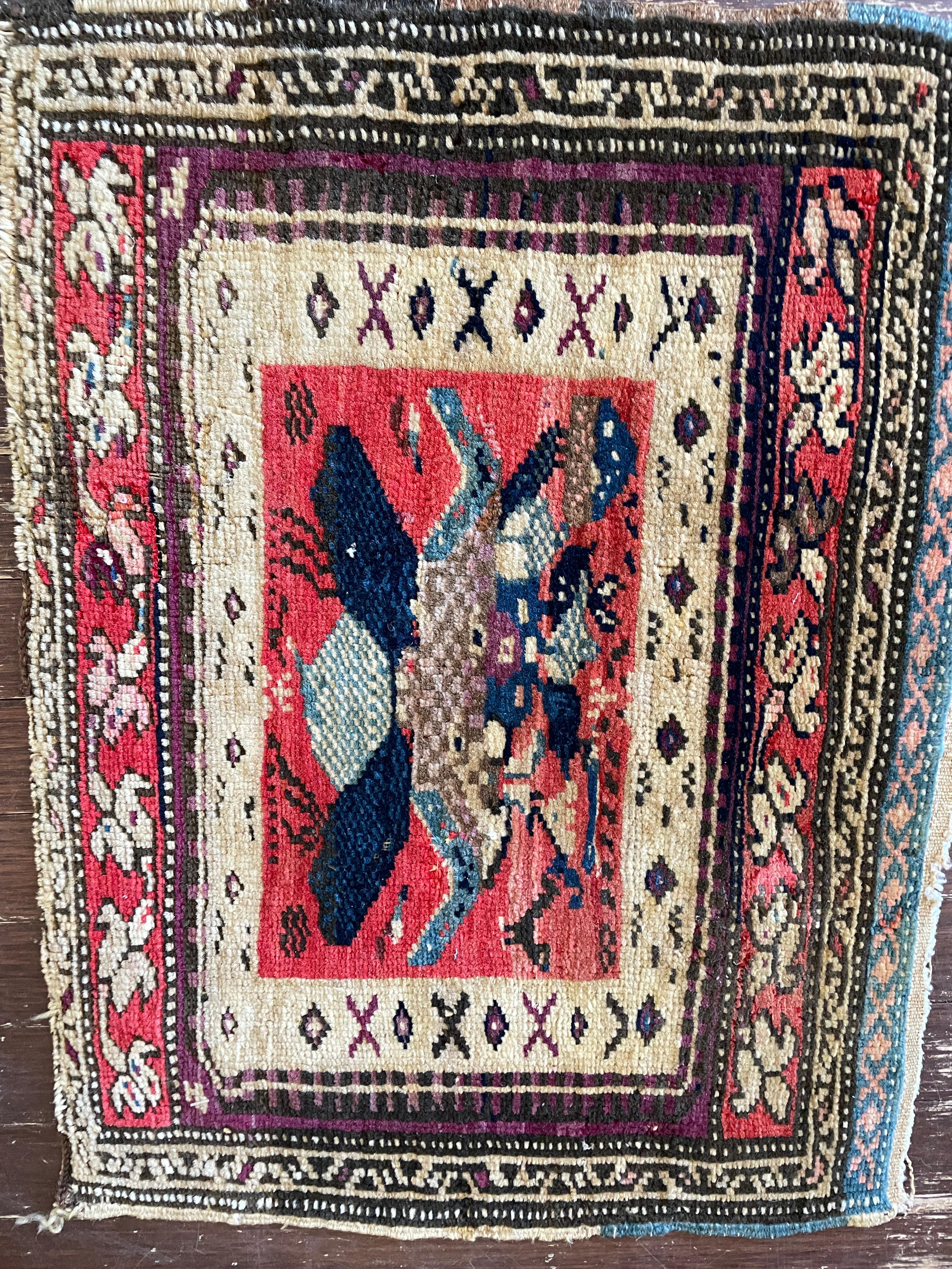 Hand-Knotted Antique  Turkish Oushak Yastik Anatolian Rug, Unusual For Sale