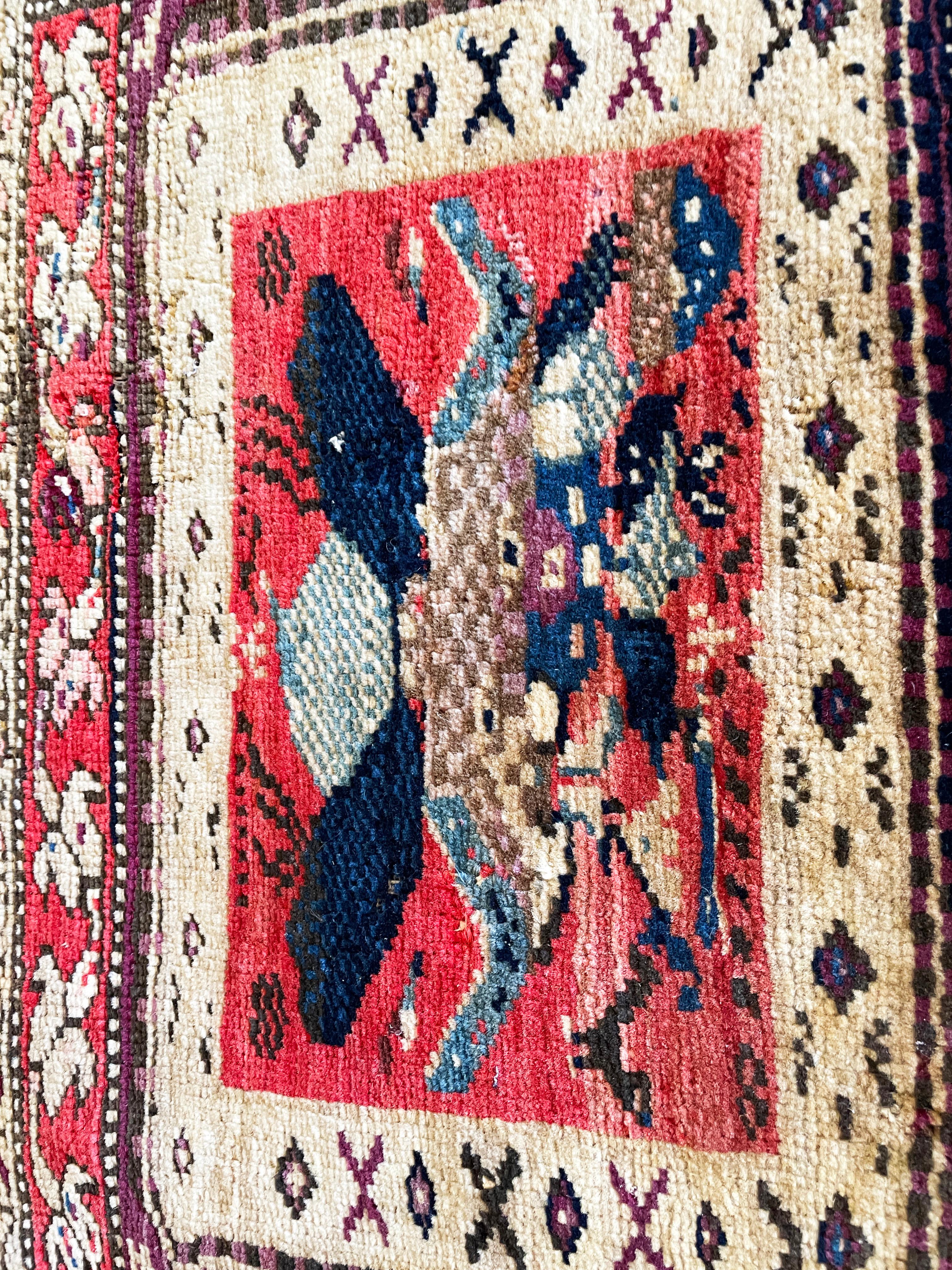 Antique  Turkish Oushak Yastik Anatolian Rug, Unusual In Good Condition For Sale In Evanston, IL