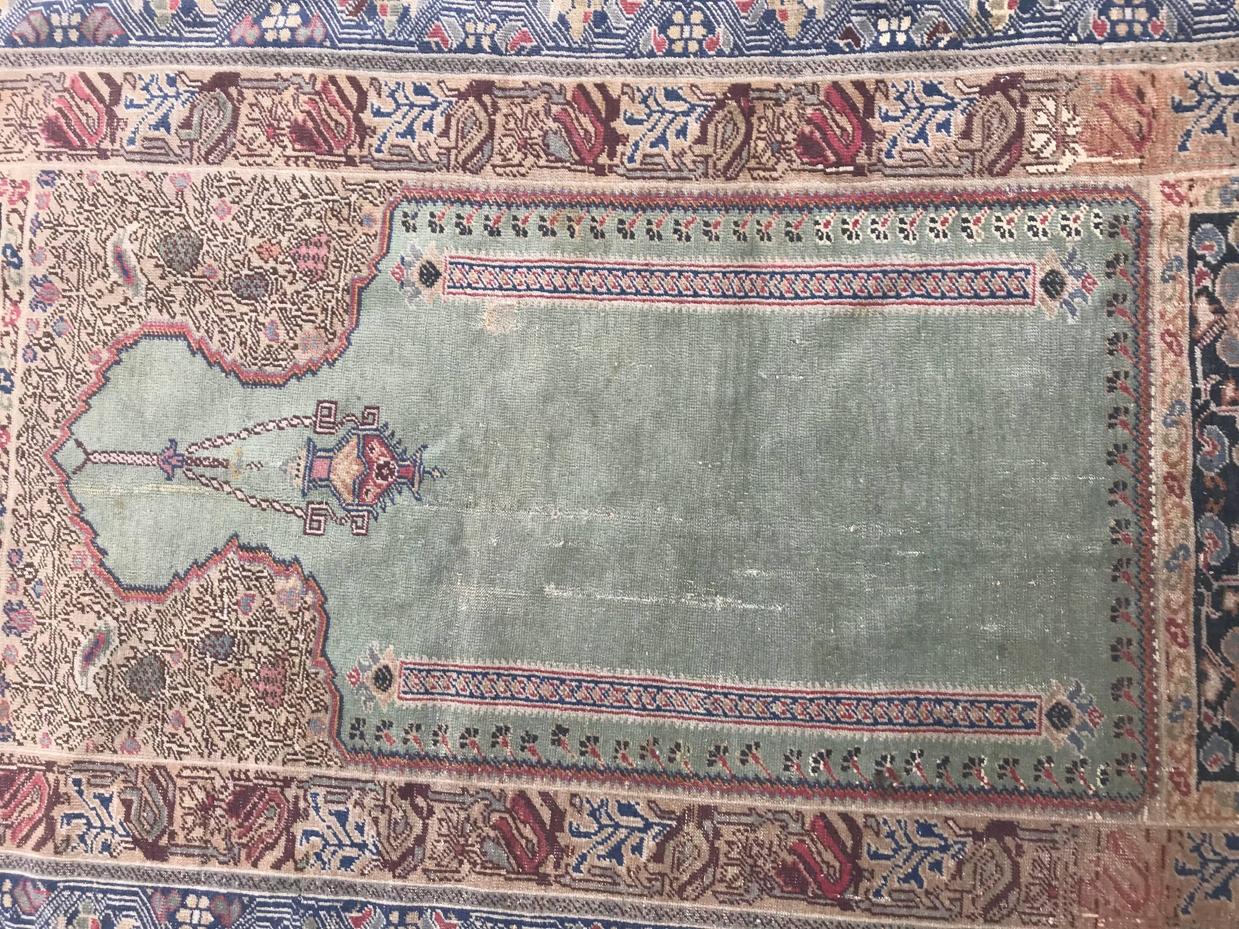 Islamic Antique Turkish Panderma 19th Century Prayer Rug