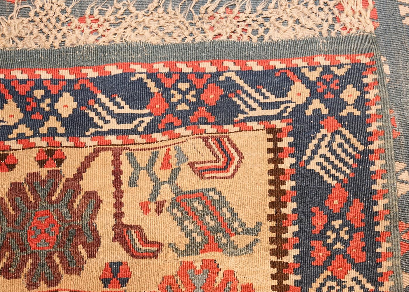 Antique Turkish Prayer Design Kilim Rug. Size: 4 ft 3 in x 5 ft 4 in In Excellent Condition In New York, NY