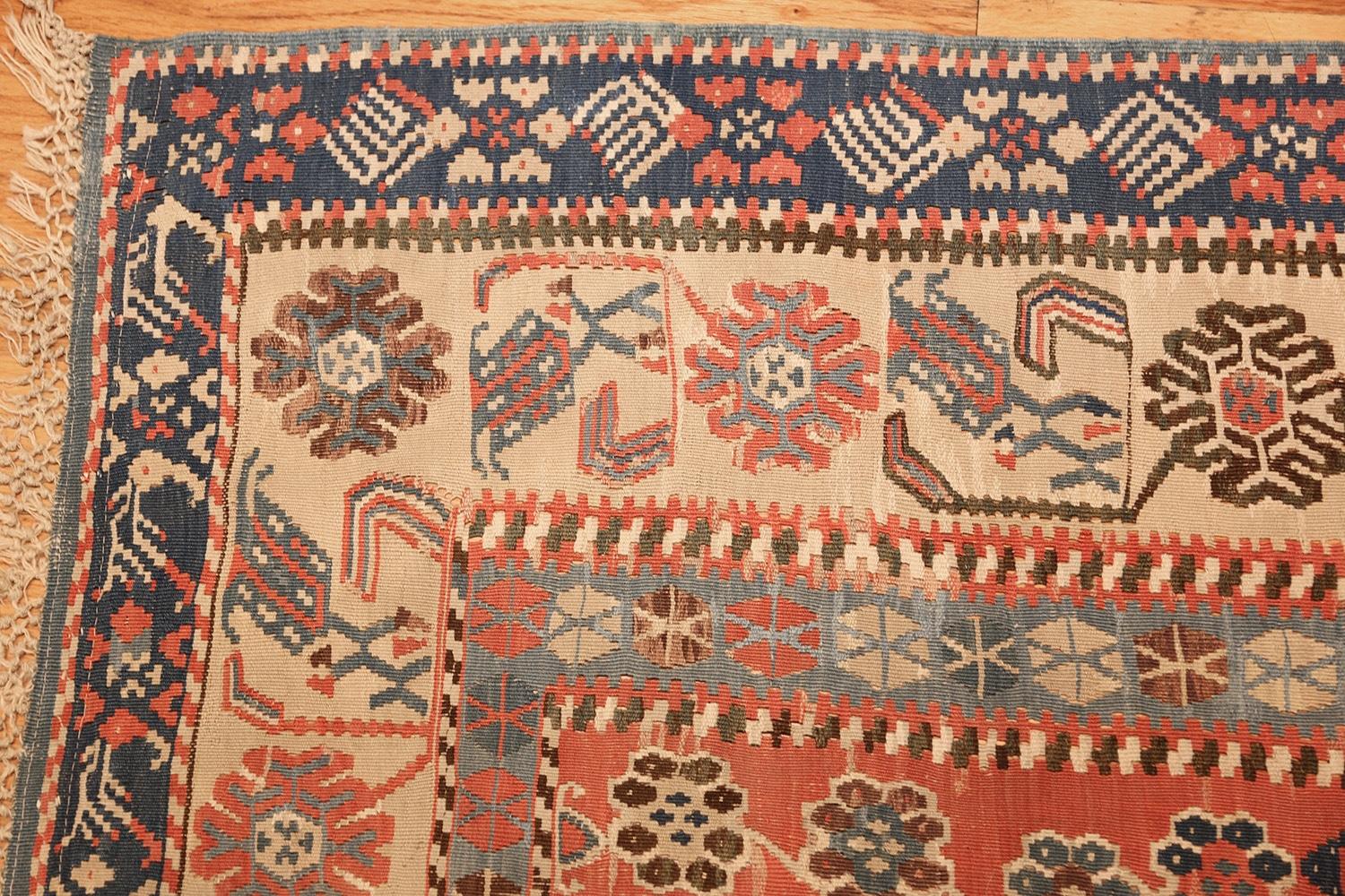 Wool Antique Turkish Prayer Design Kilim Rug. Size: 4 ft 3 in x 5 ft 4 in