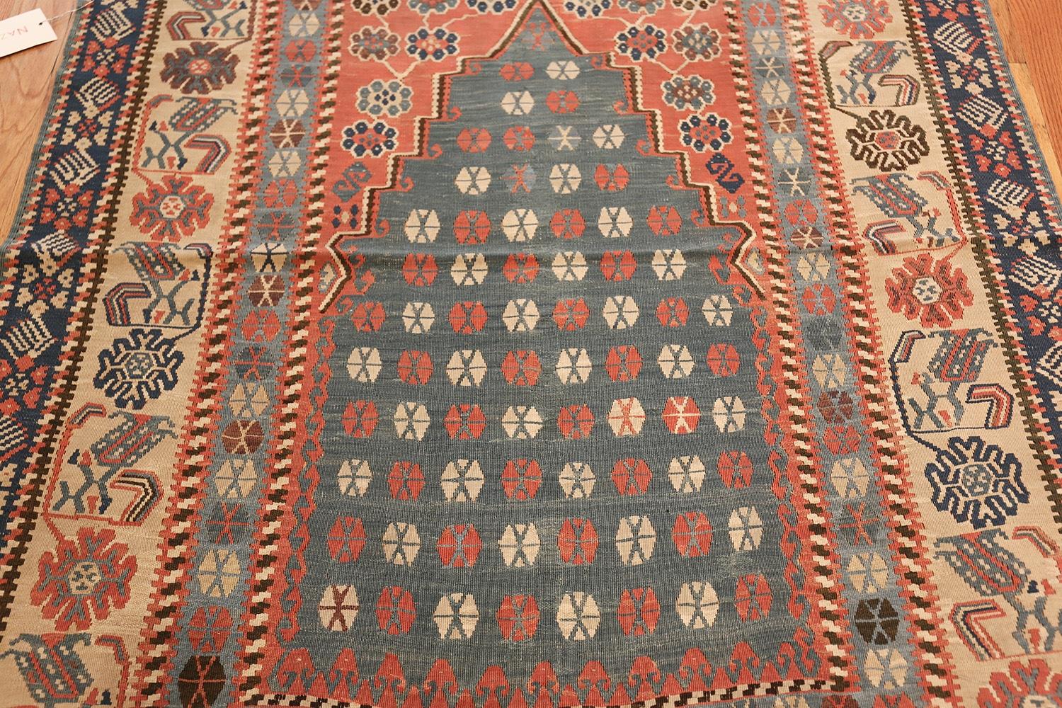Antique Turkish Prayer Design Kilim Rug. Size: 4 ft 3 in x 5 ft 4 in 1