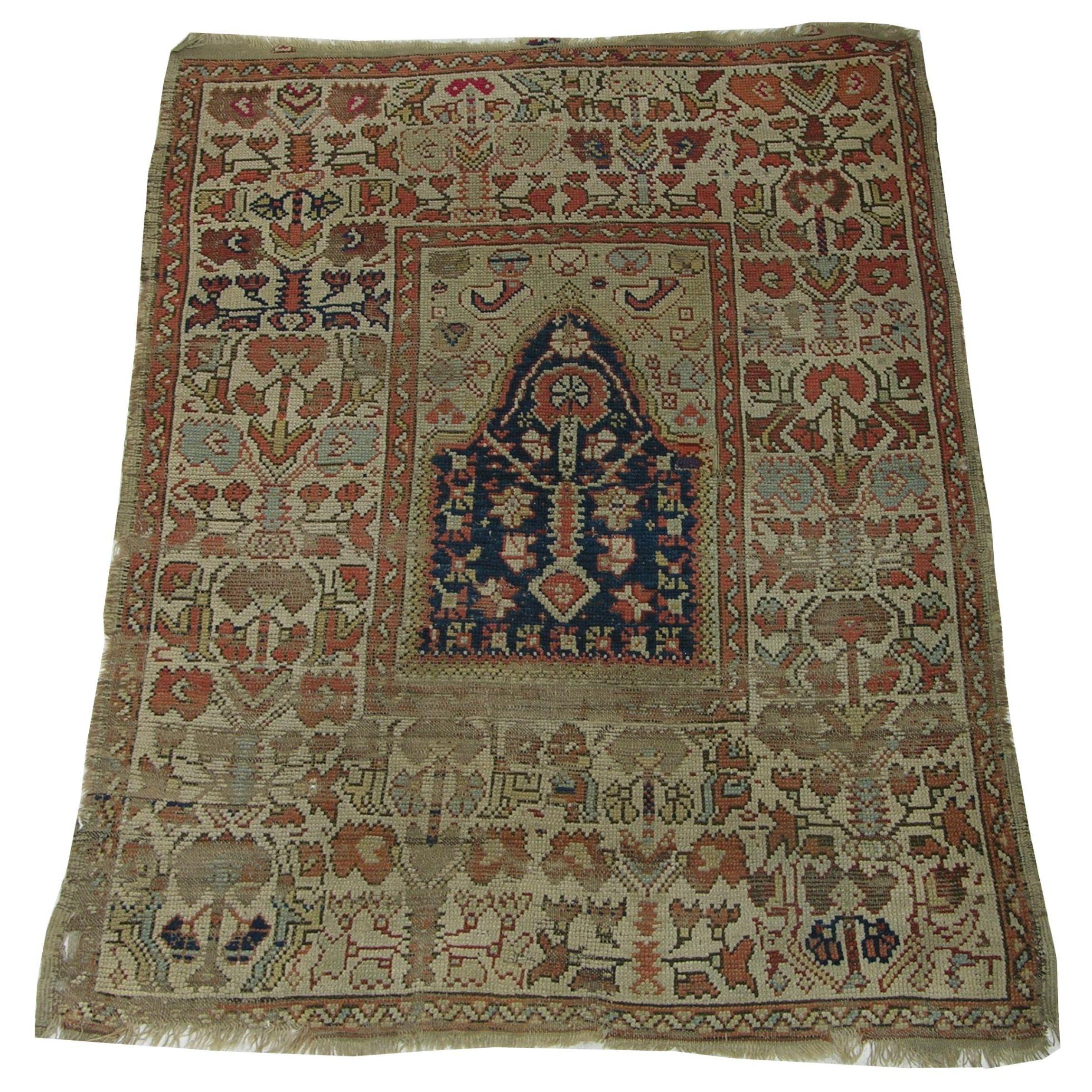 Antique Turkish Prayer Rug 4.6x3.3 In Good Condition For Sale In Los Angeles, US