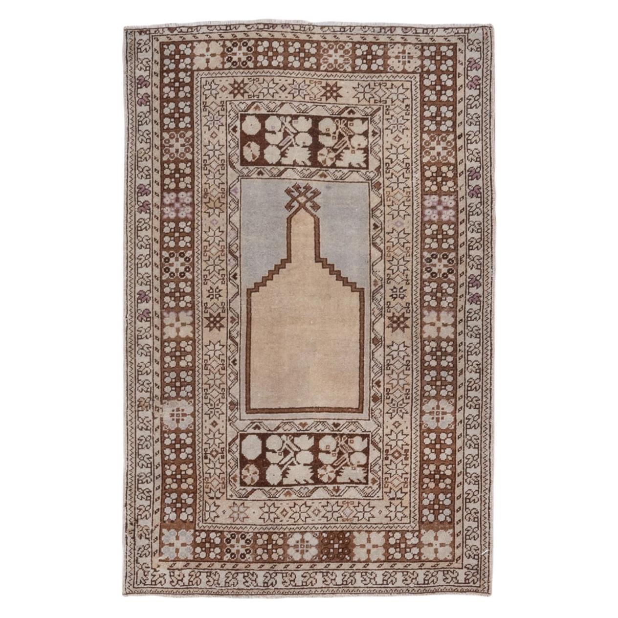 Antique Turkish Prayer Rug, Light Palette