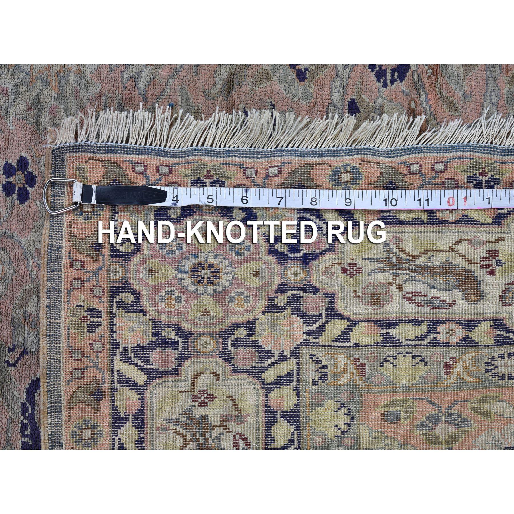 Mid-20th Century Antique Turkish Pure Silk Kayseri Faded Peach Wool Hand Knotted Oriental Rug