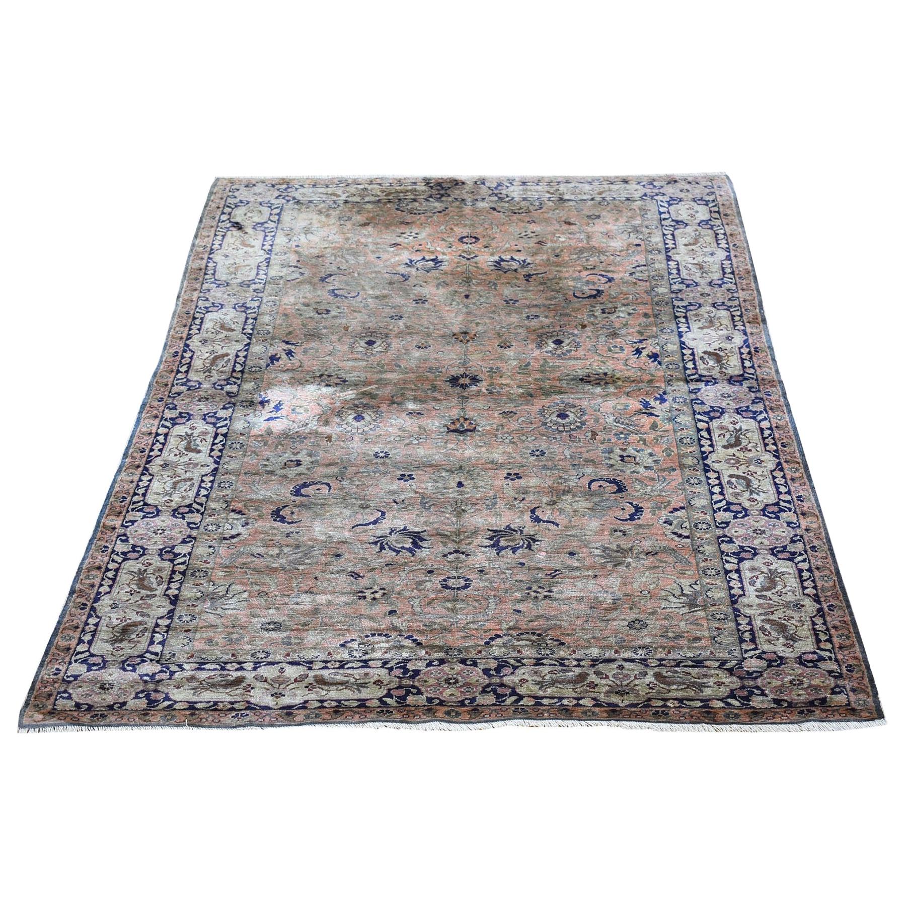 Hand Knotted Half Wool and Half Silk Rajasthan Round Oriental Rug at