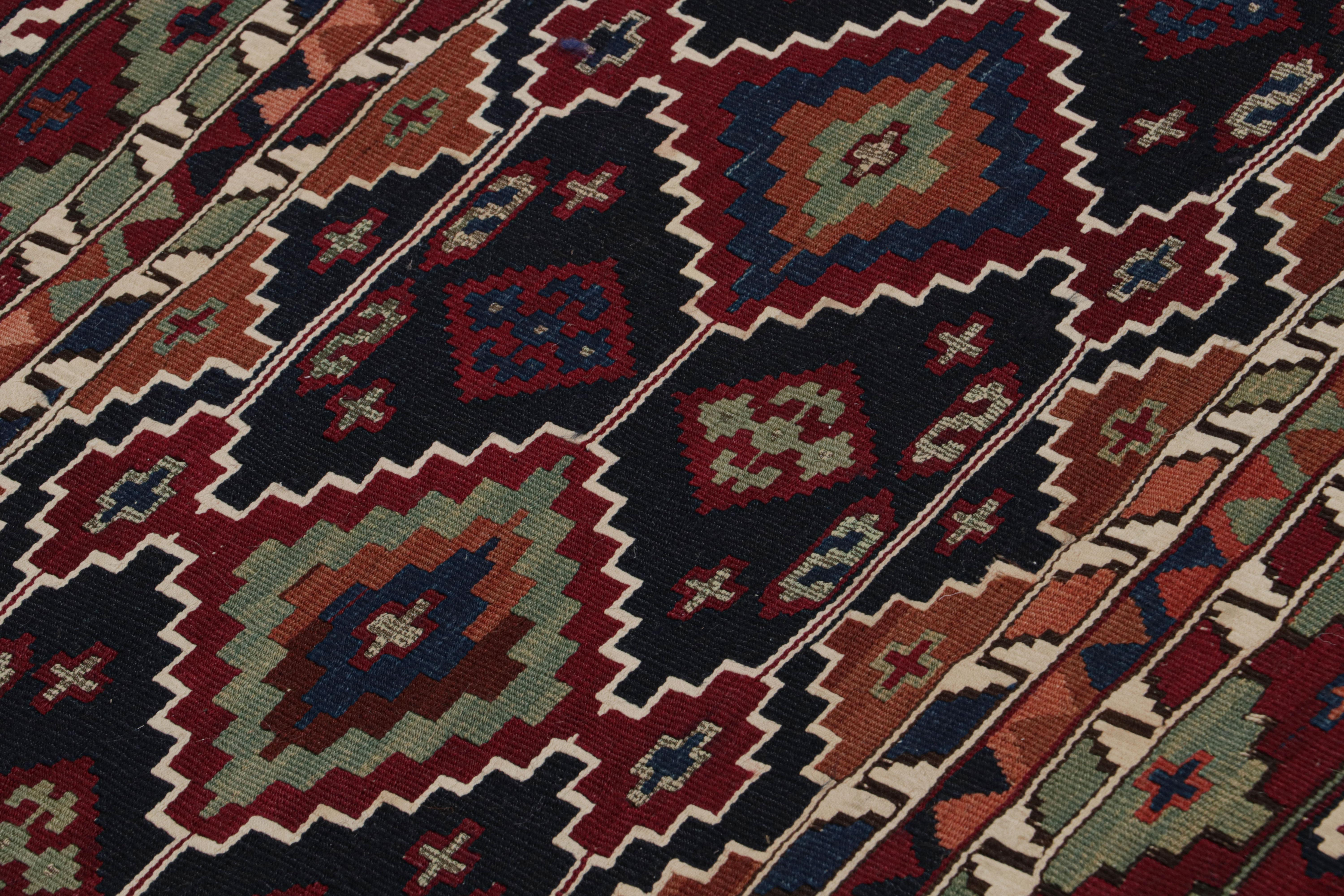 Antique Turkish Red and Blue Multi-Color Wool Kilim Rug by Rug & Kilim For Sale 1