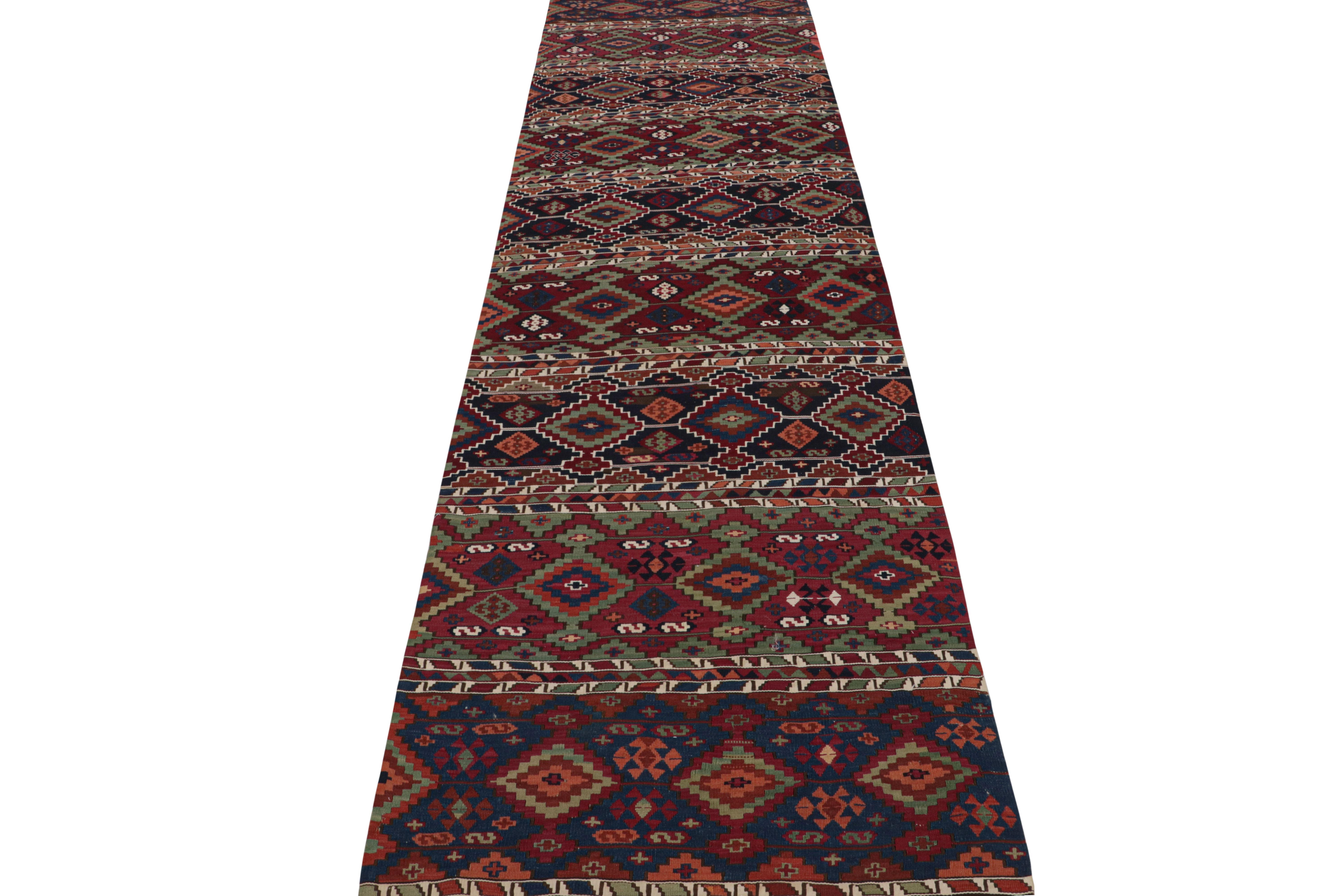 Early 20th Century Antique Turkish Red and Blue Multi-Color Wool Kilim Rug by Rug & Kilim For Sale