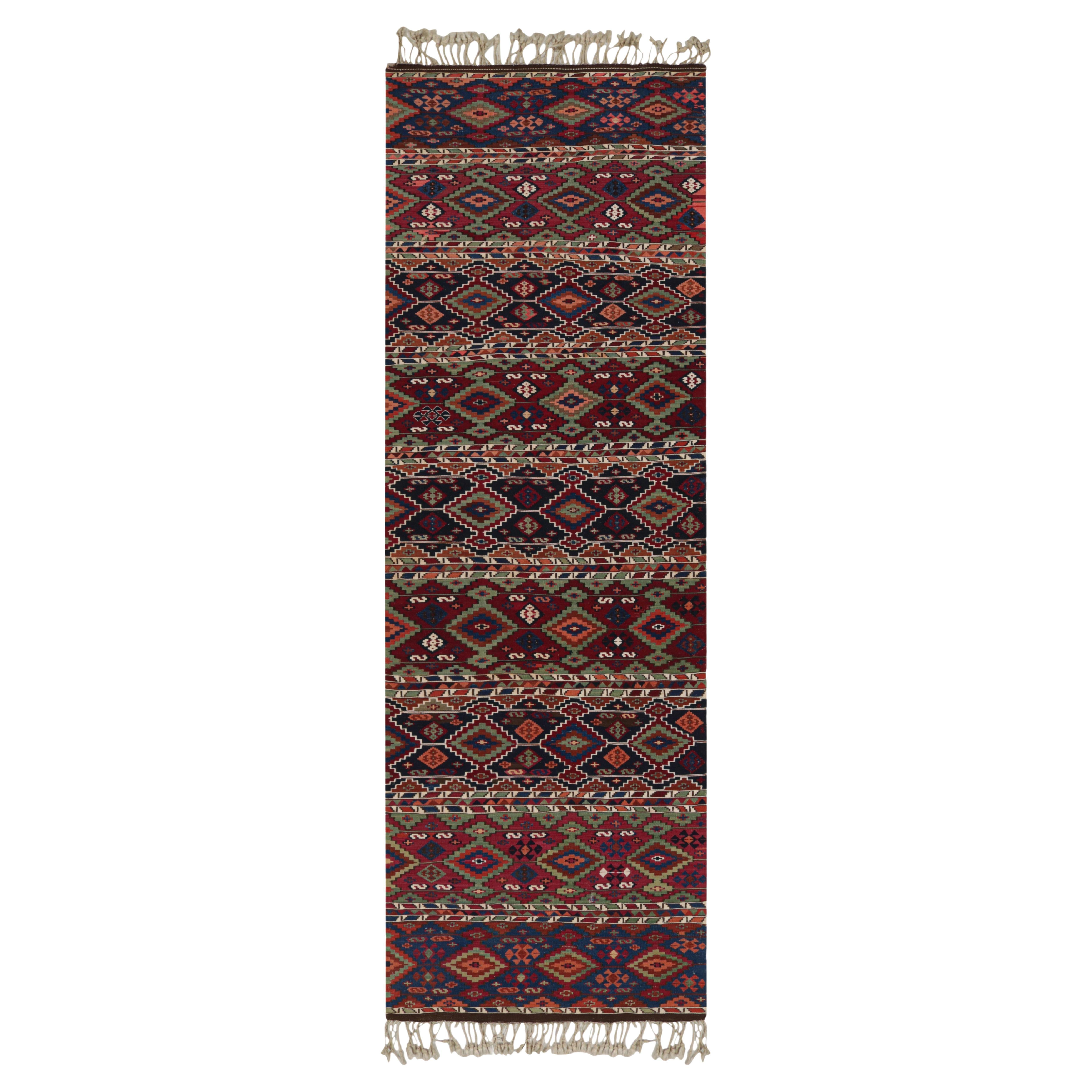 Antique Turkish Red and Blue Multi-Color Wool Kilim Rug by Rug & Kilim For Sale