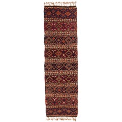 Antique Turkish Red and Blue Multicolor Wool Kilim Rug