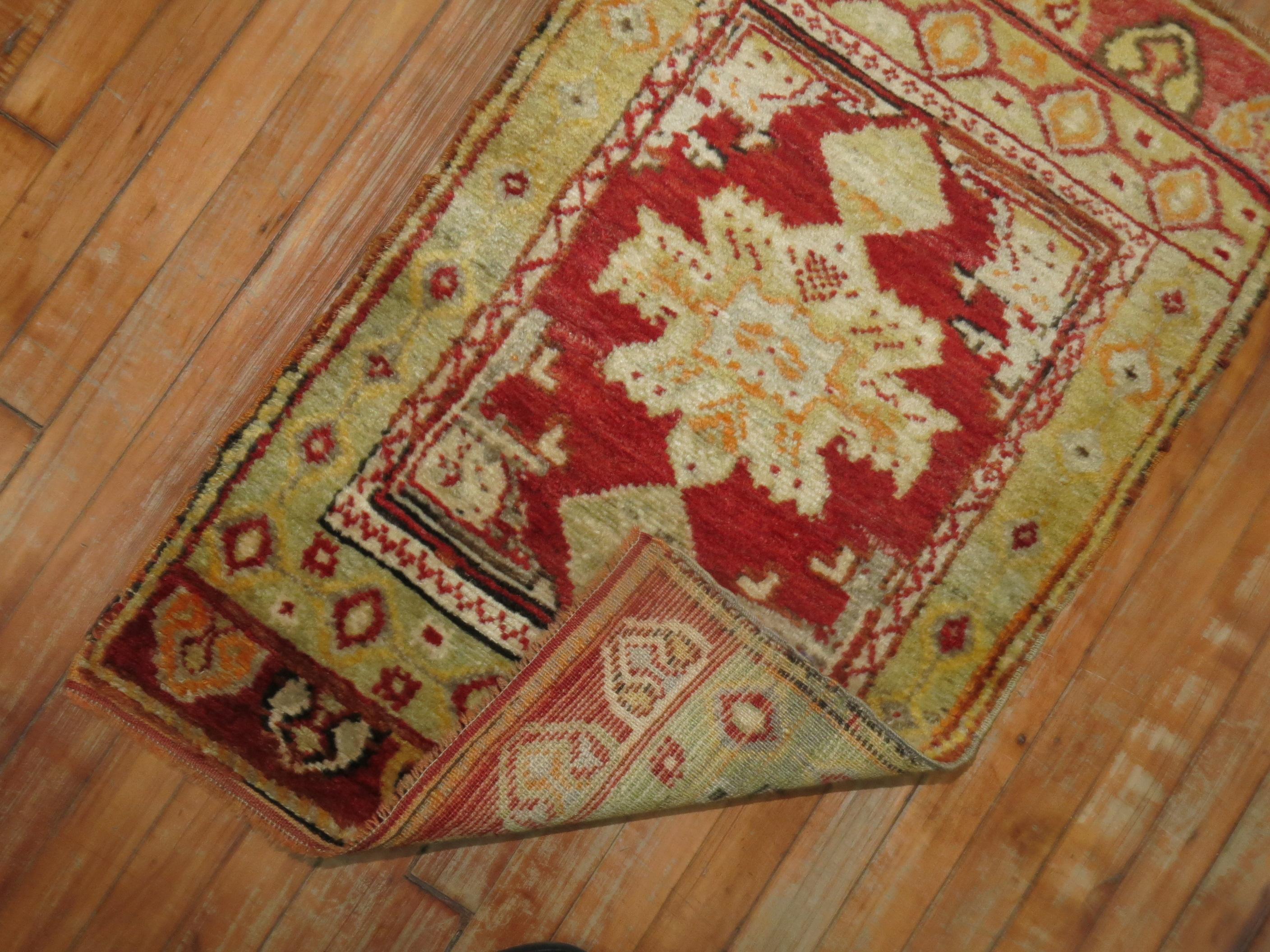 Hand-Woven Antique Turkish Red Rug For Sale