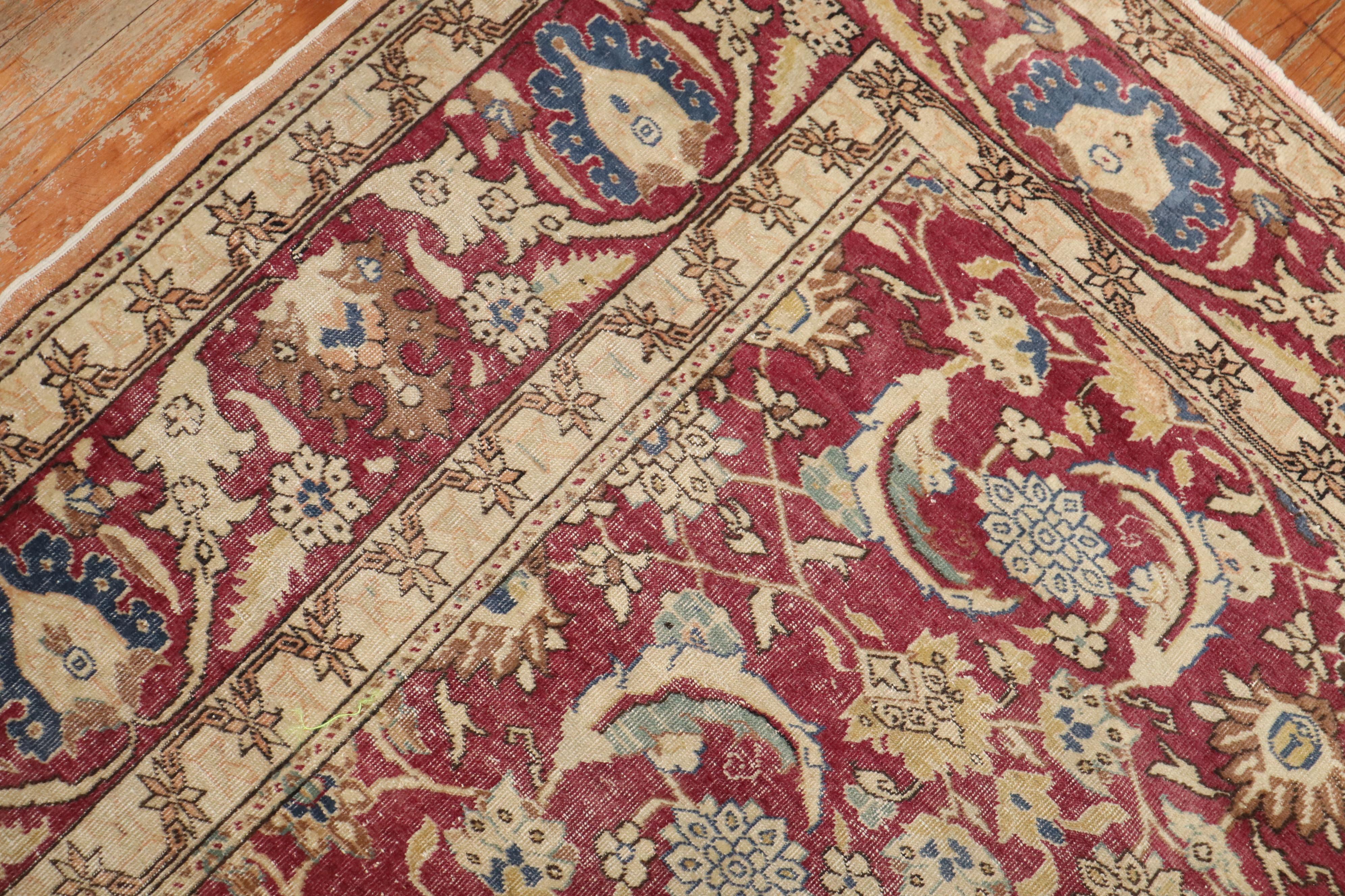 Wool Zabihi Collection Vintage Turkish Room Carpet For Sale