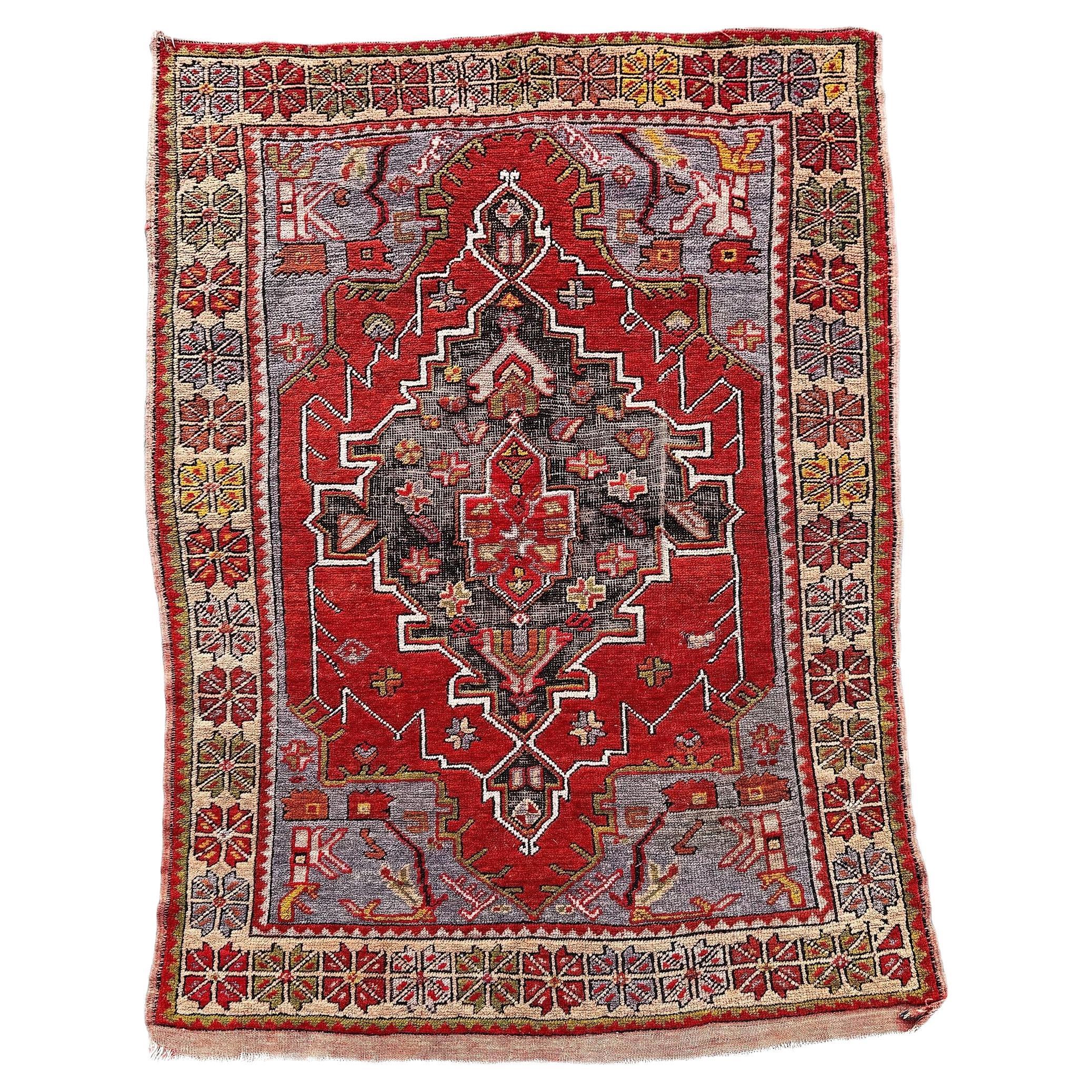 Antique Turkish Rug 1.43m x 1.03m For Sale