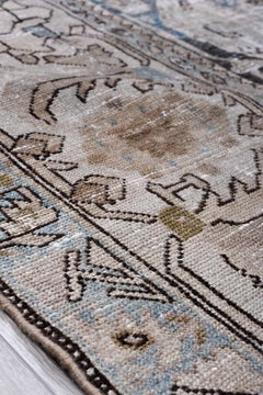 Antique Malayer Rug 1930s - Elongated Center Medallions with Floral Border