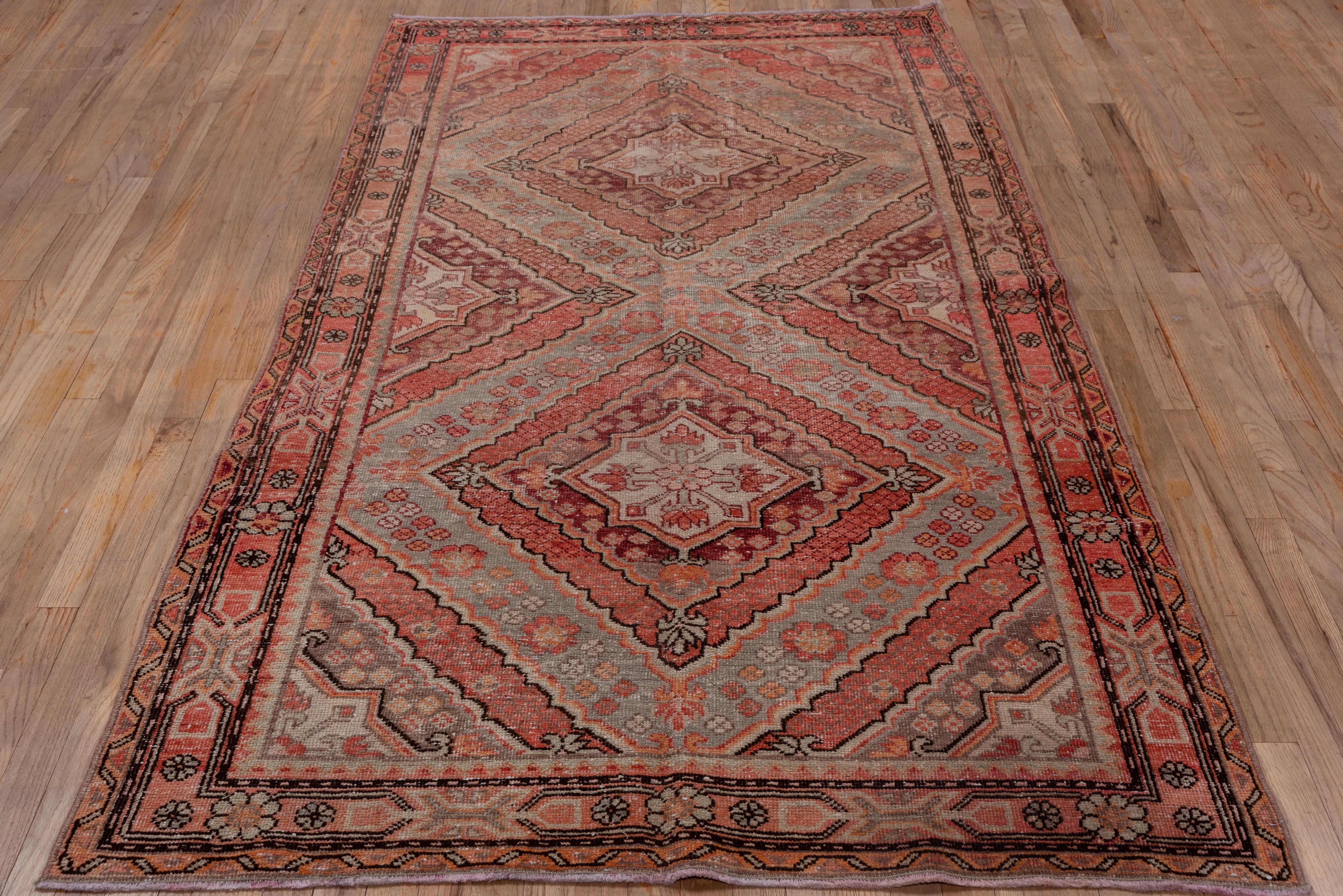 Antique Khotan Rug - Red Hues, Triangular Detailing For Sale 1