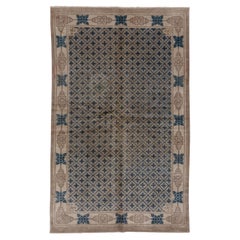Retro Chinese Rug with Geometric Patterns Allover - Green Blue Khakis