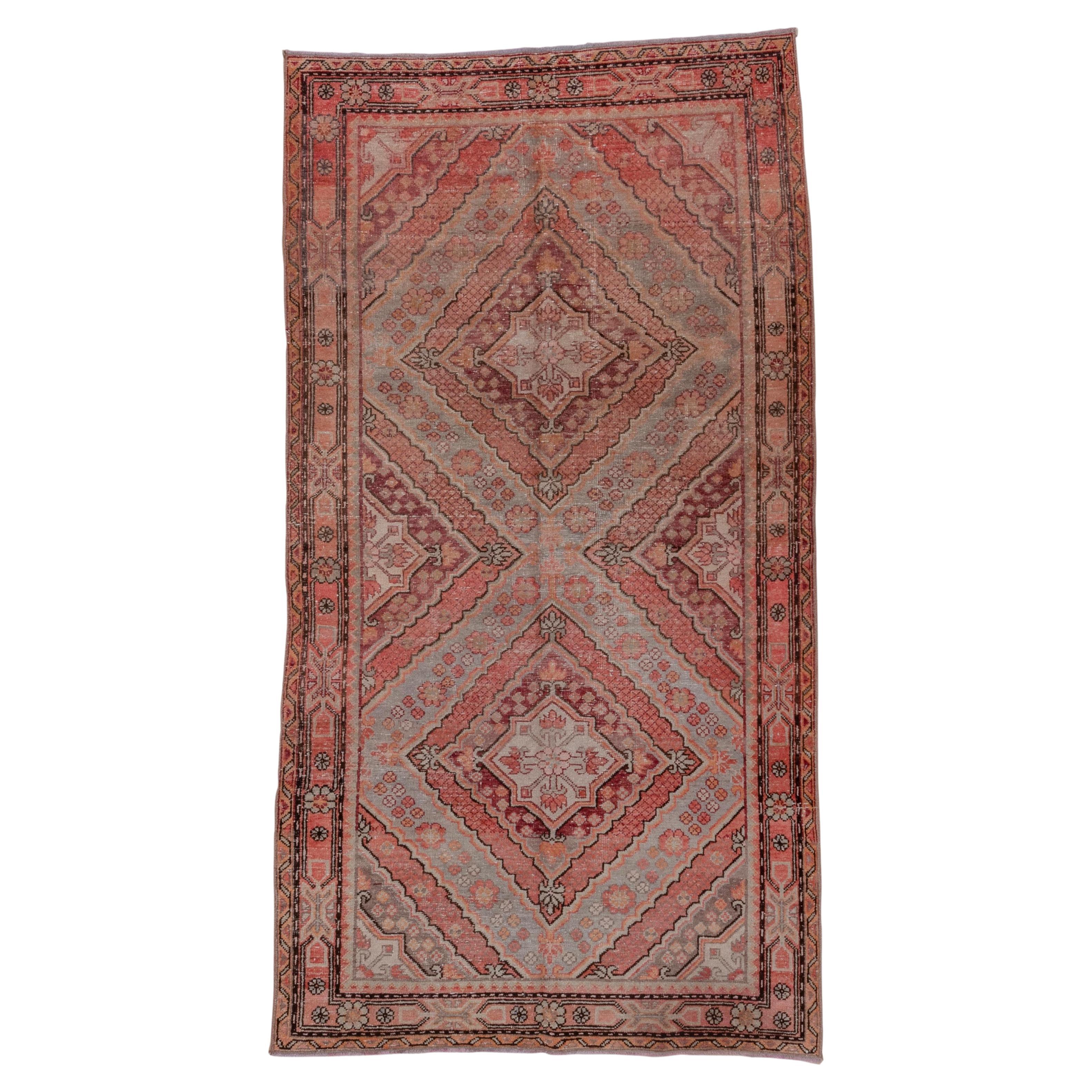 Antique Khotan Rug - Red Hues, Triangular Detailing For Sale