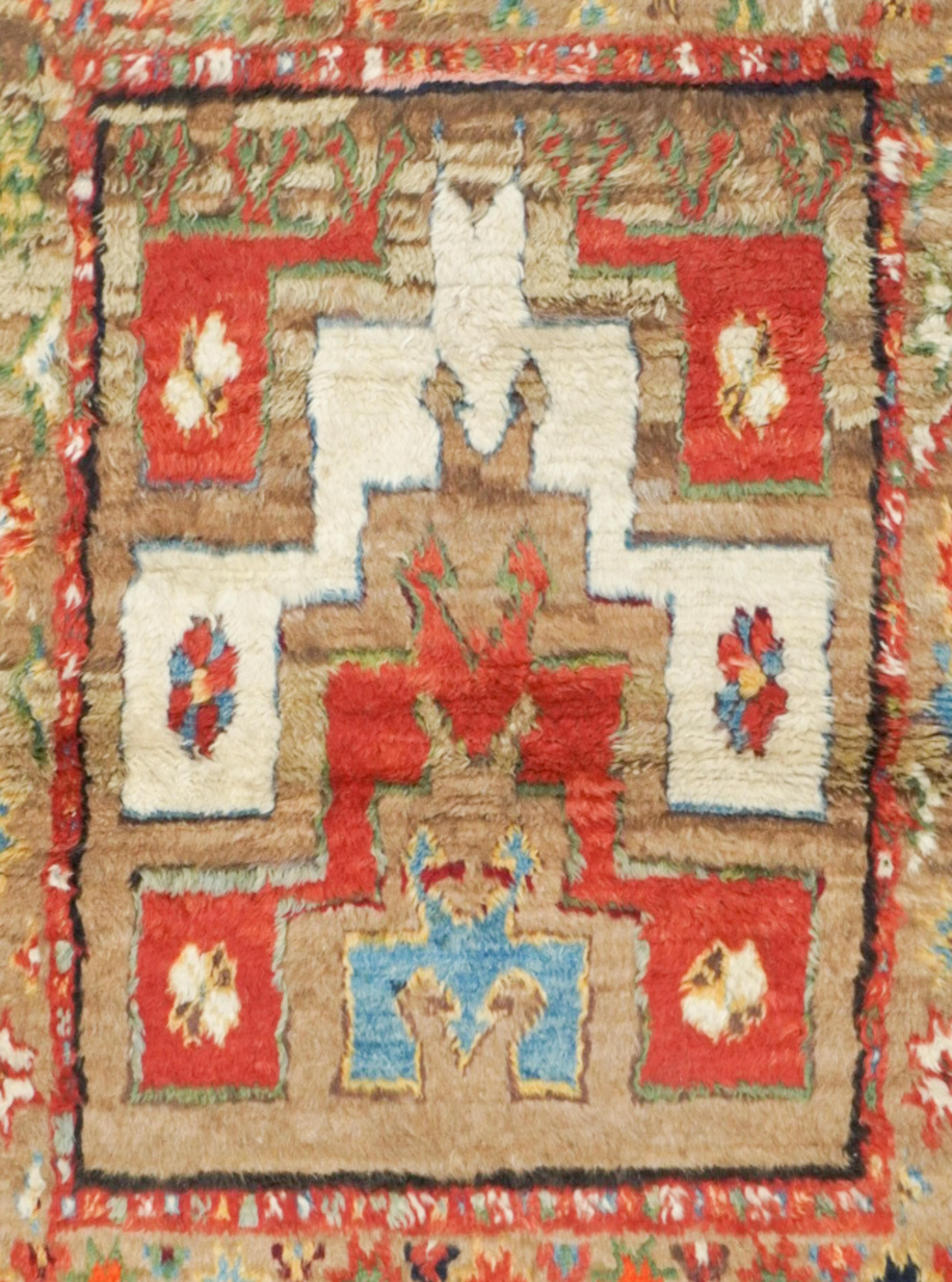 Hand-Knotted Antique Turkish Rug 3'6'' x 4'11'' For Sale