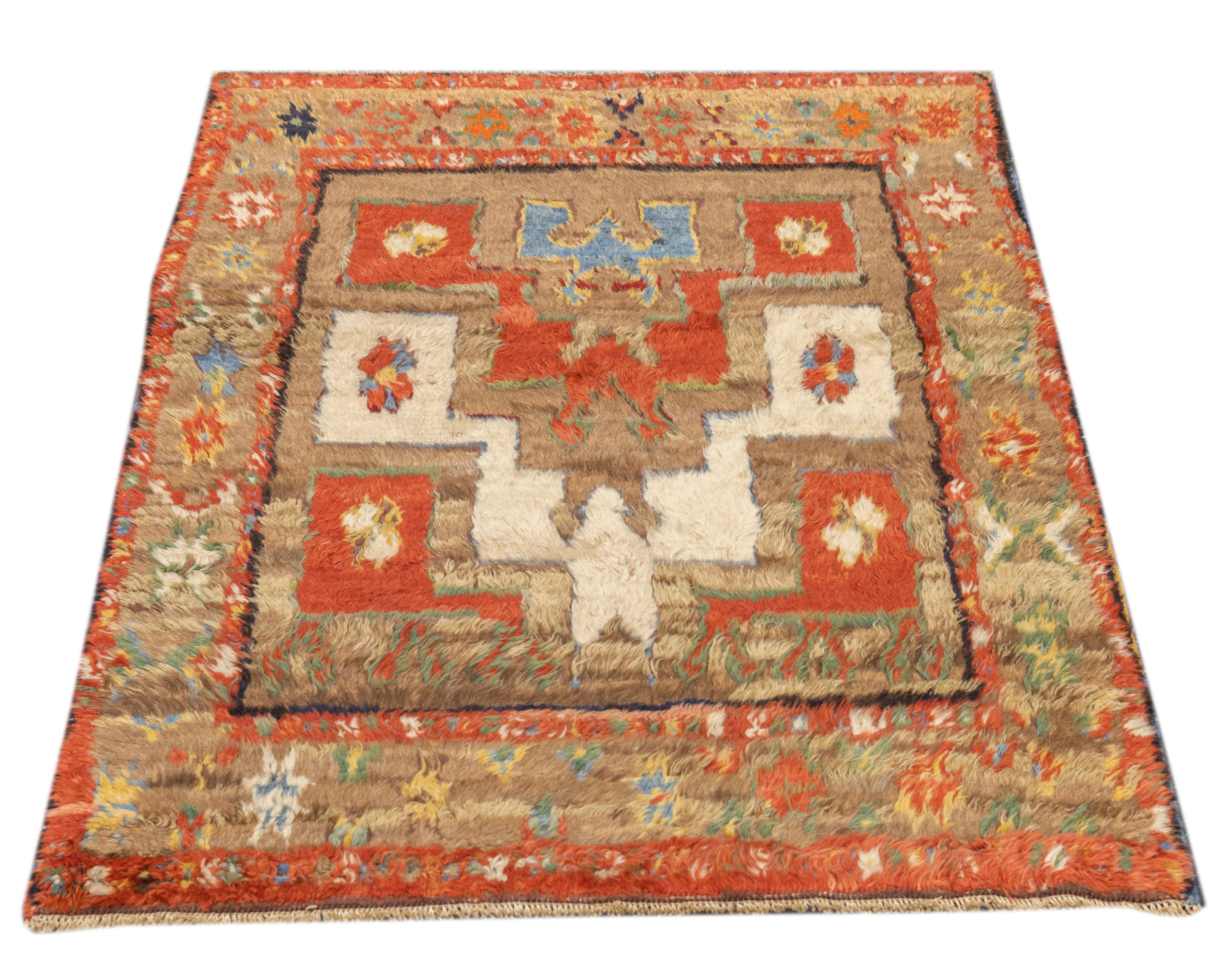 20th Century Antique Turkish Rug 3'6'' x 4'11'' For Sale