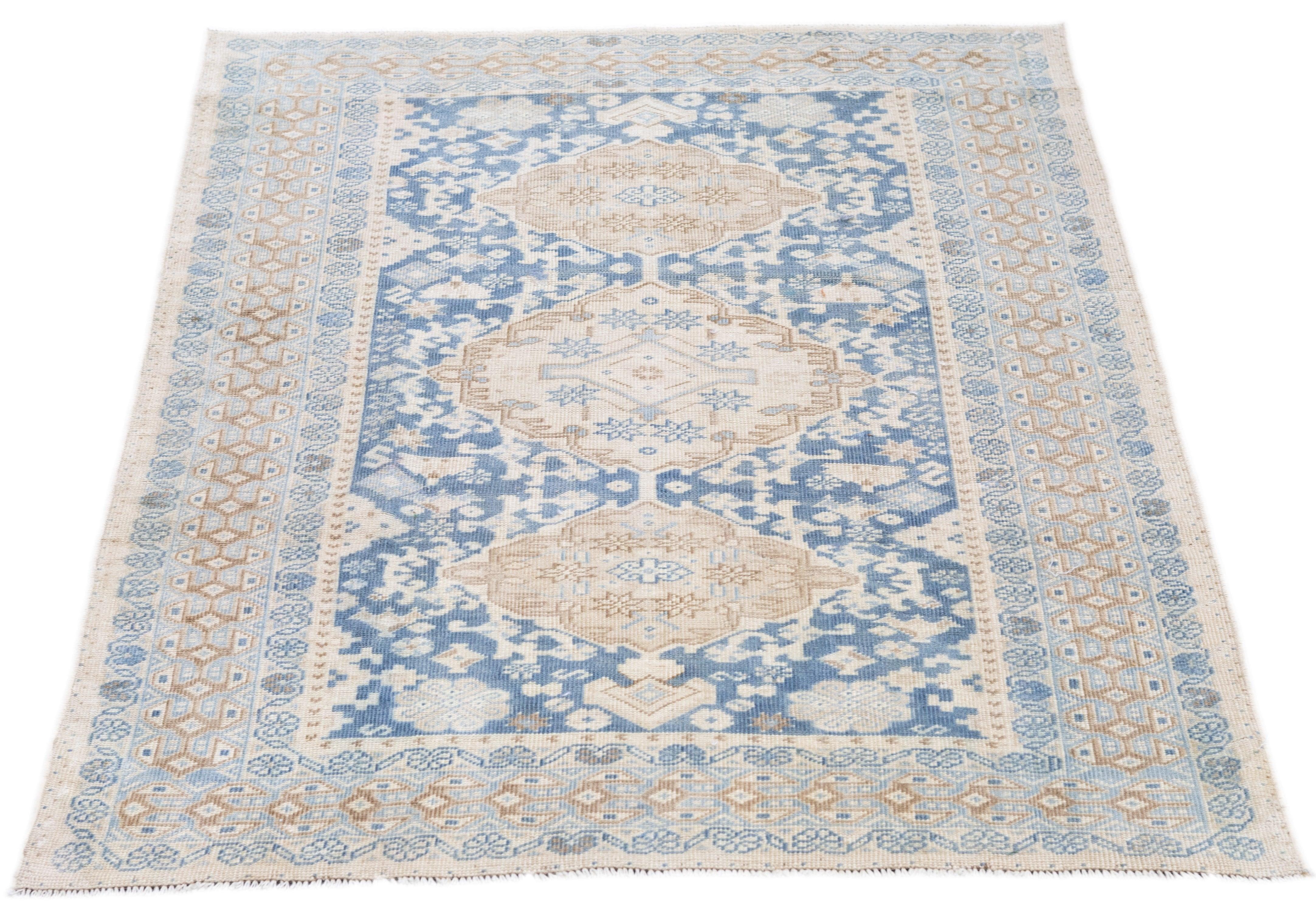 Wool Antique Turkish Rug 3'7'' x 4'10'' For Sale