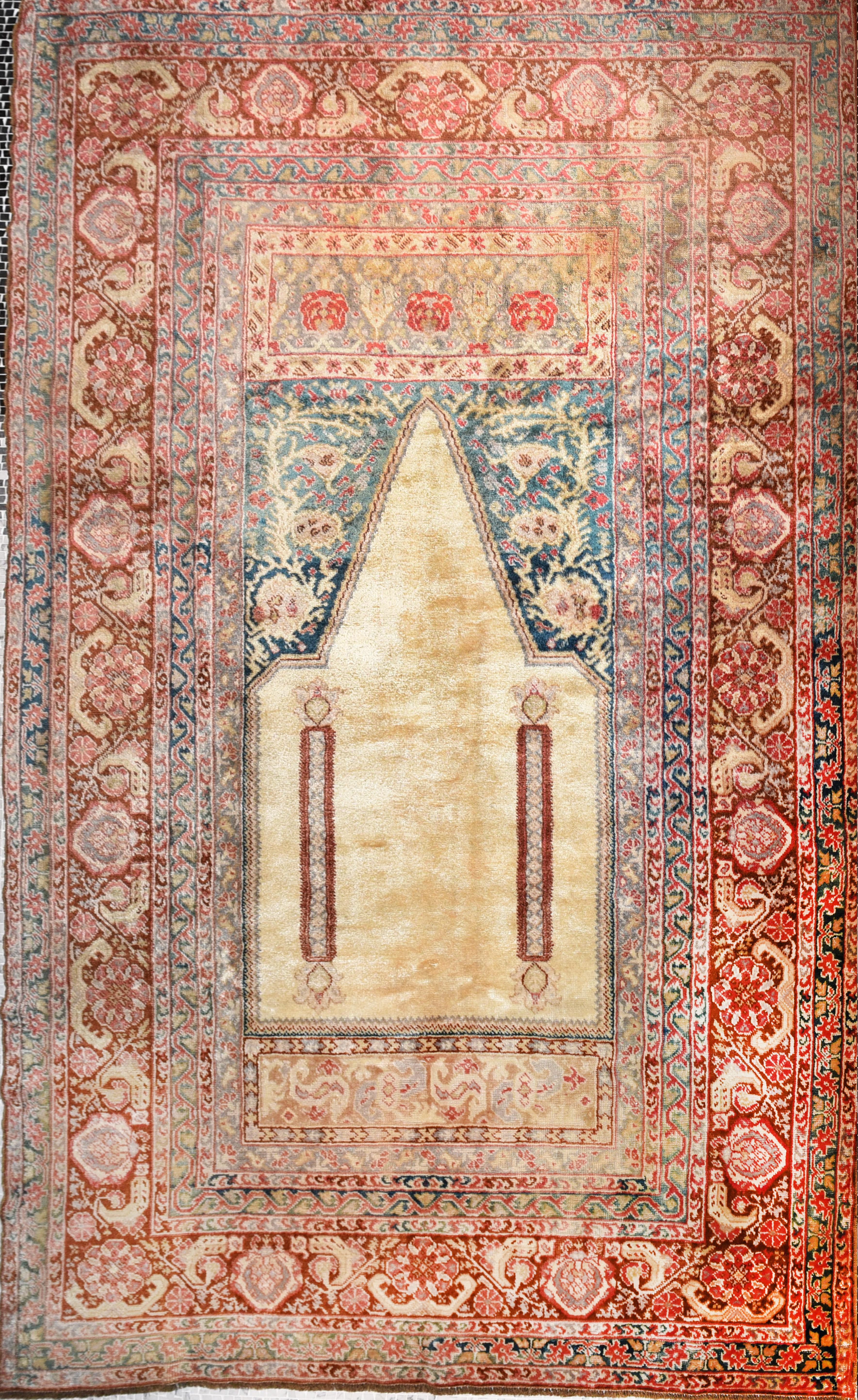 Hand-Knotted Antique Turkish Rug Angora Moher Wool, Hand Knotted, circa 1890