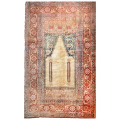 Antique Turkish Rug Angora Moher Wool, Hand Knotted, circa 1890