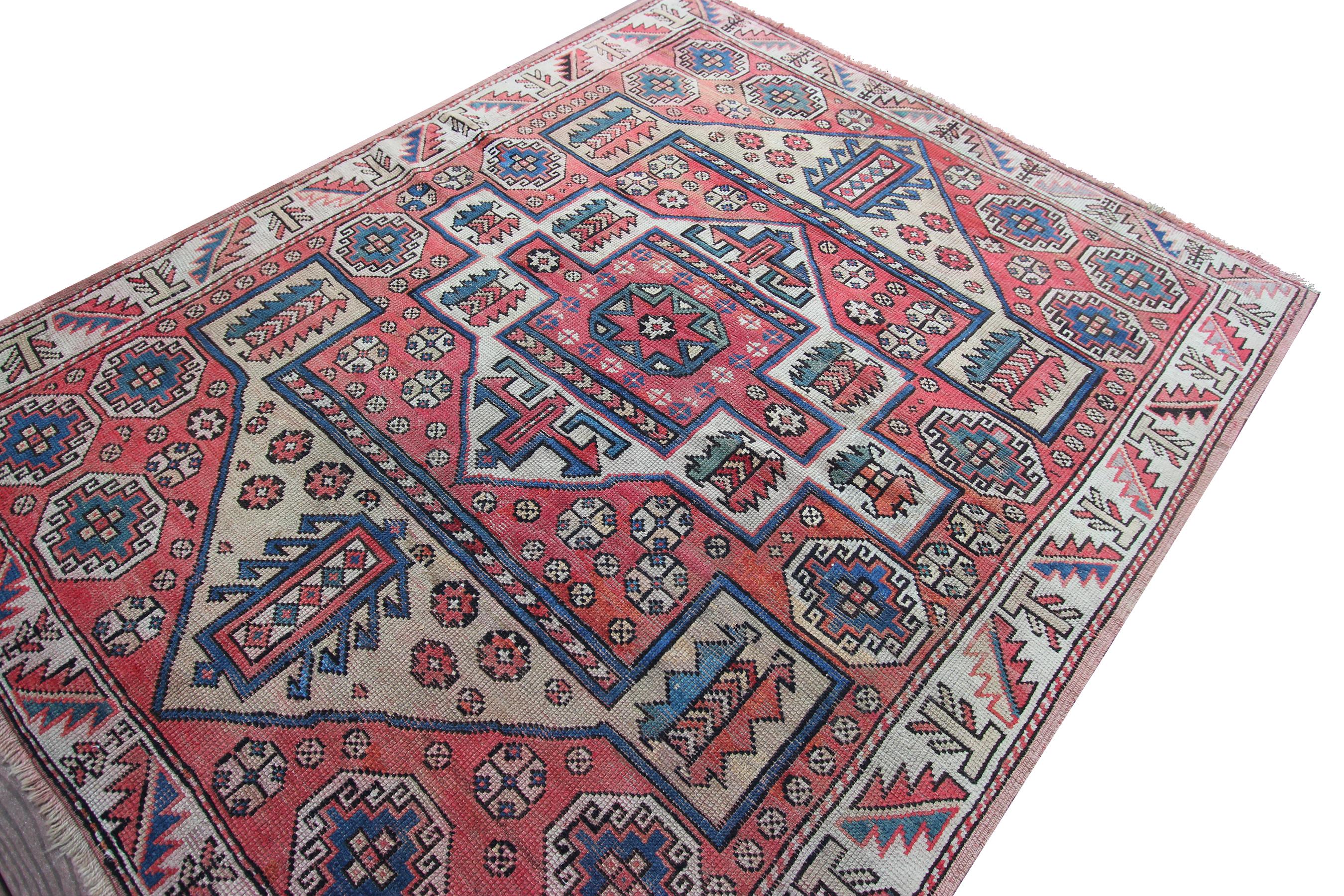 Antique Turkish Bergama rug Kazak Collectors rug 

4'10