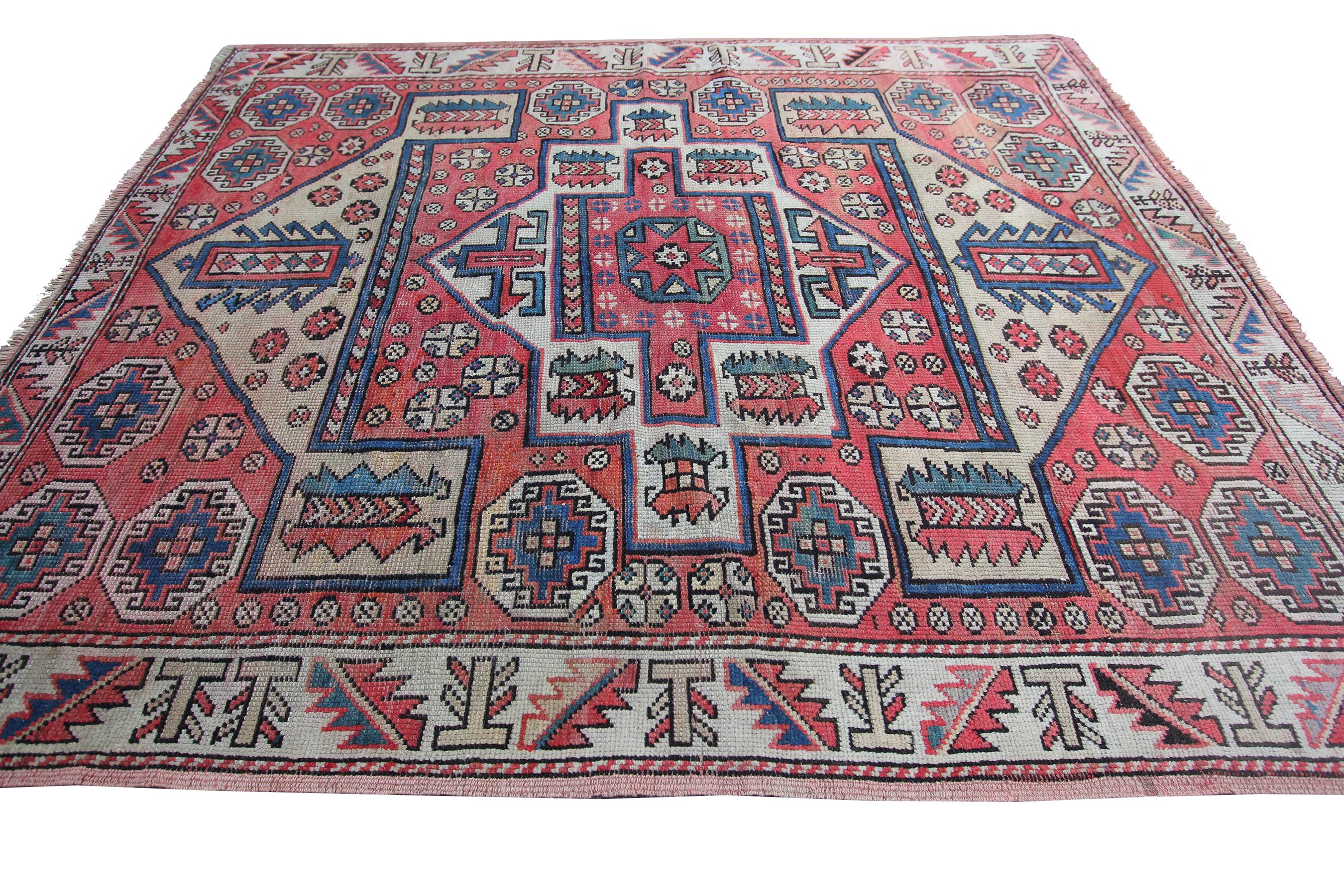 Antiker türkischer antiker Bergama-Teppich, antiker Kazak-Teppich, Sammler, 1890 (Handgewebt) im Angebot