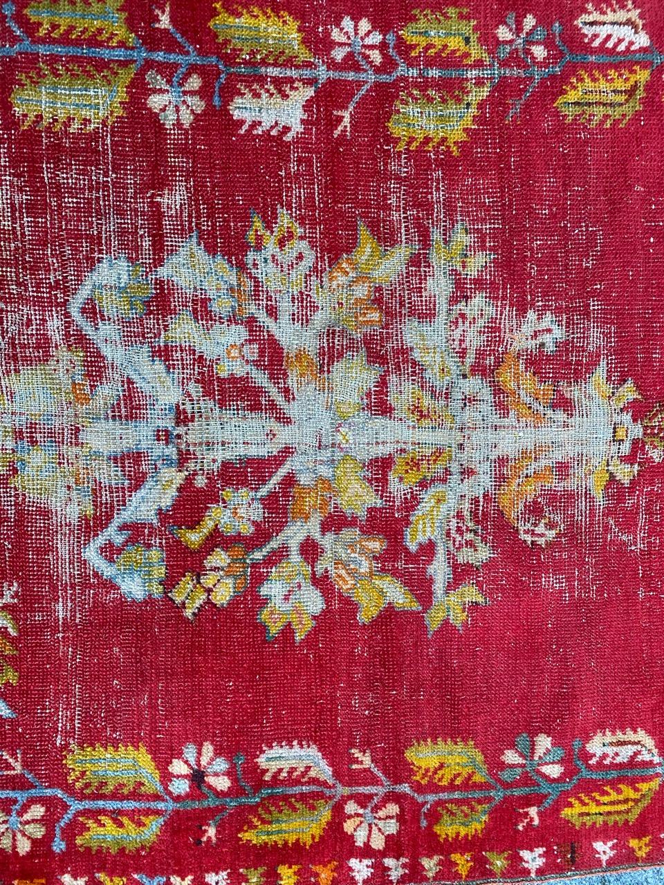 Beautiful late 19th century Anatolian Turkish rug with nice floral design and beautiful colors, entirely hand knotted with wool velvet on wool foundation.