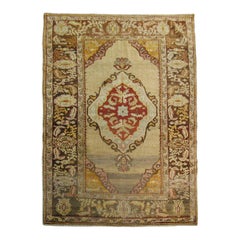 Antique Turkish Rug in Ivory and Gray