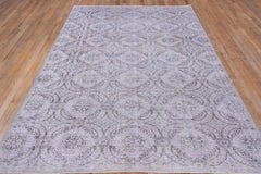 Antique Turkish Rug in Ivory Ice Blue