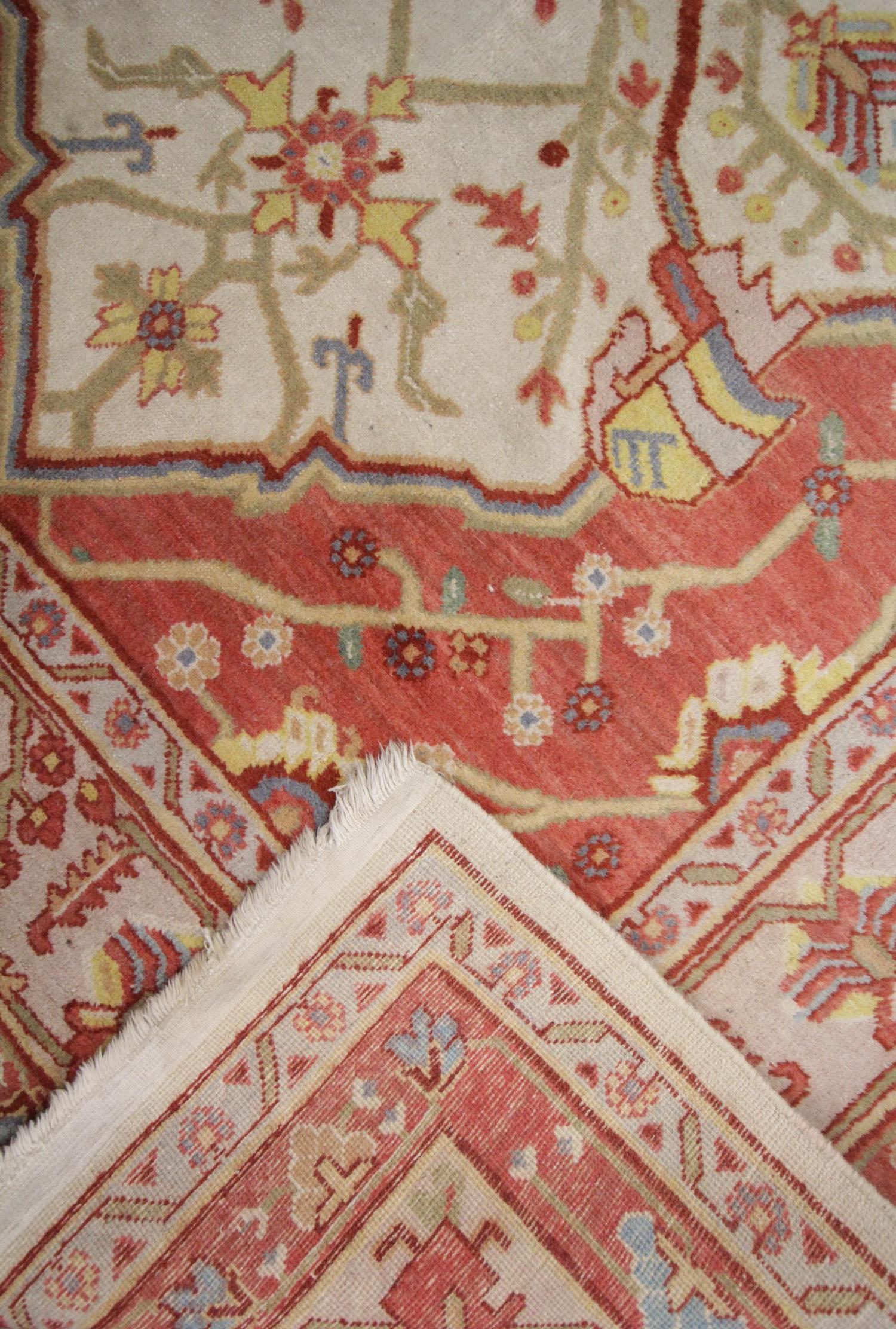 Hand-Knotted Antique Turkish Rug, Pastel Wool Rust Handmade Carpet For Sale