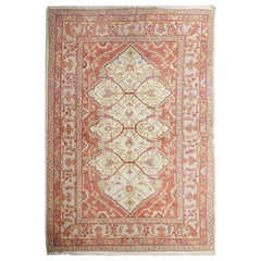 Tapis turc ancien:: laine pastel rouille fait main