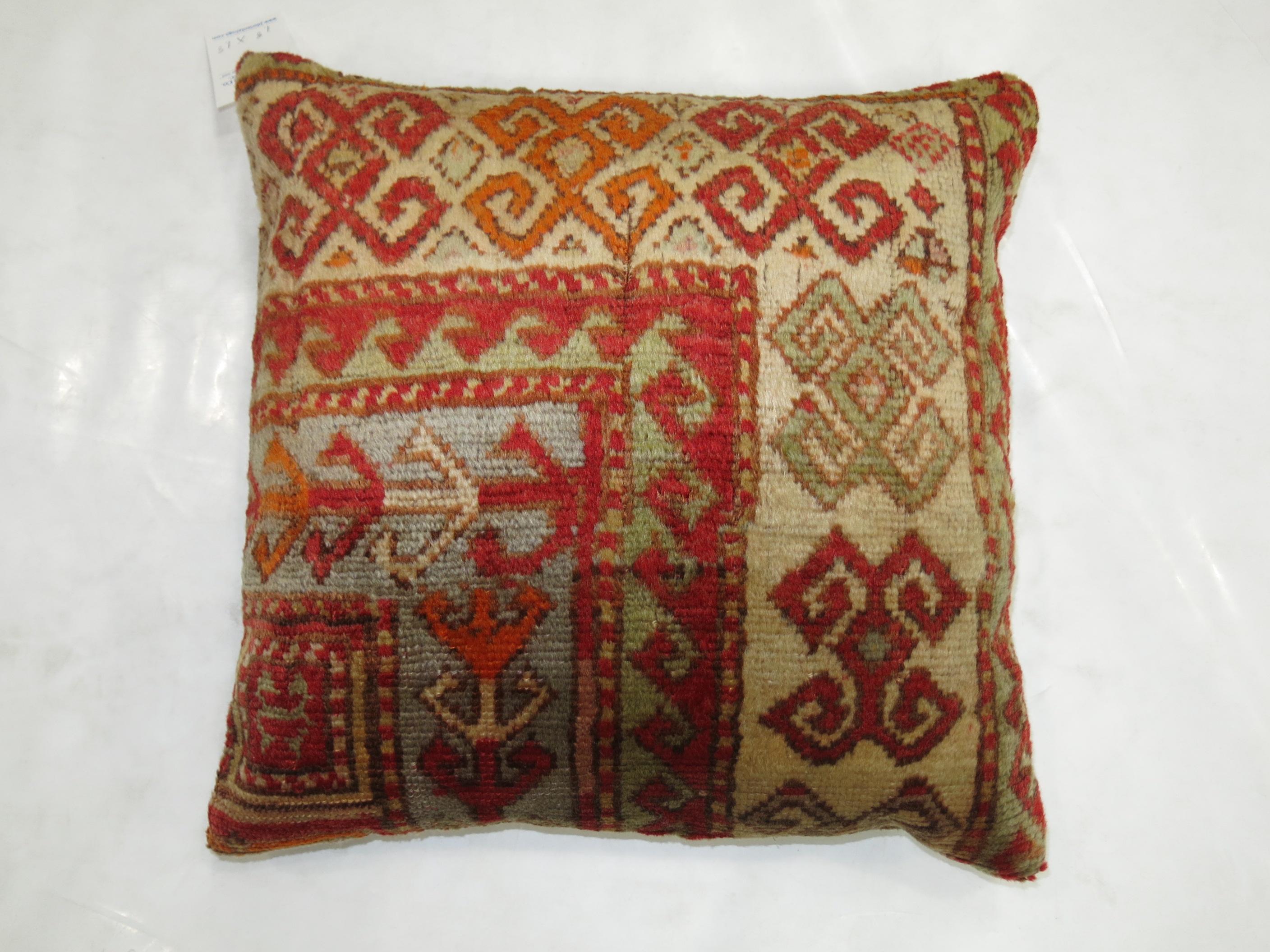 Antique Turkish Rug Pillow In Excellent Condition In New York, NY