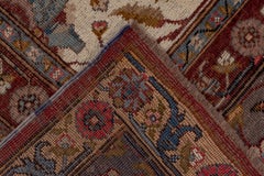 Antique Turkish Rug with a Floral Ivory Field & Bold Colorful Accents