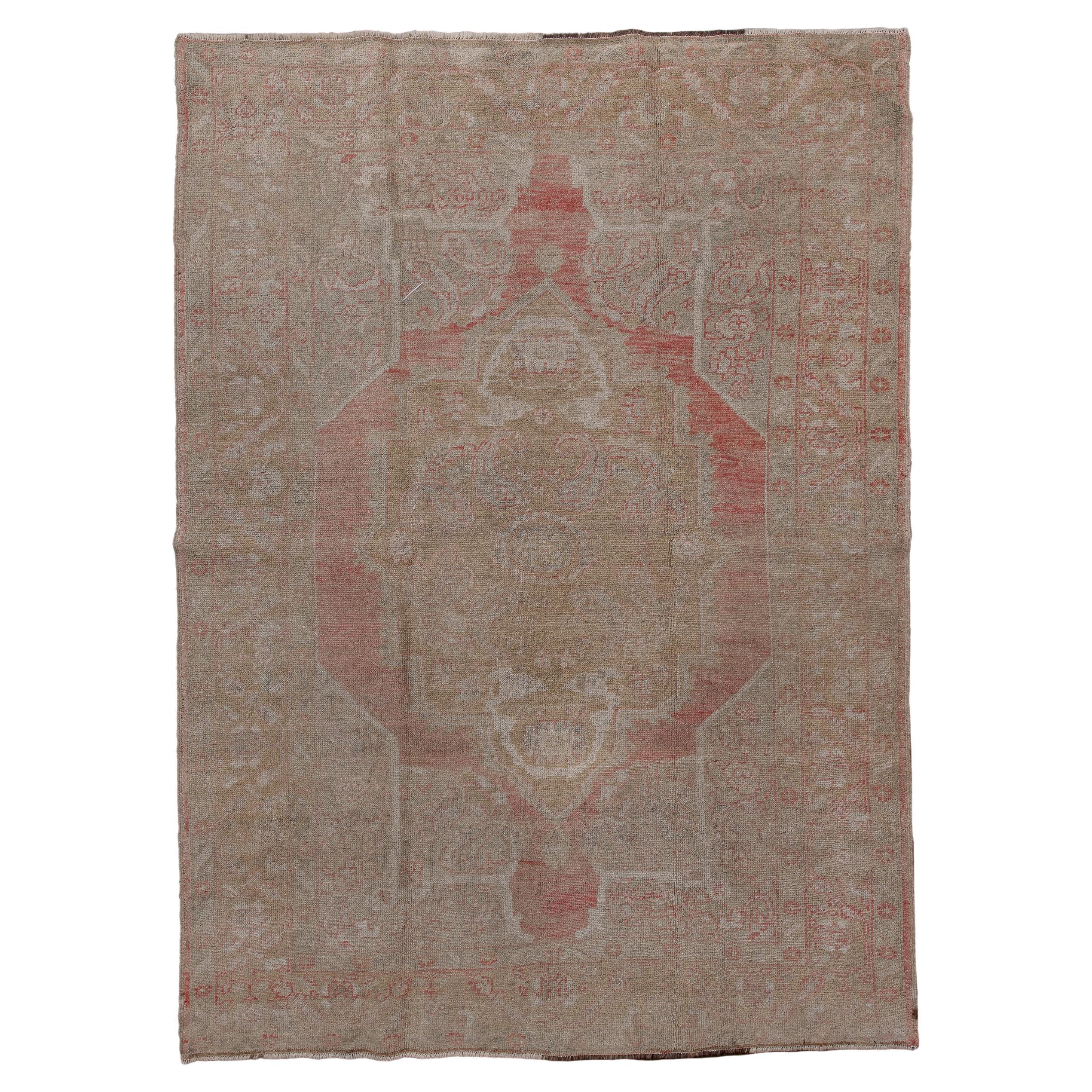 Antique Turkish Rug with Dark Red Field and a Cartouche Medallion For Sale