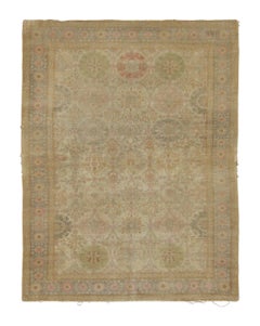 Antique Turkish Rug with Intricate Floral Play in Beige & Pastels - Rug & Kilim