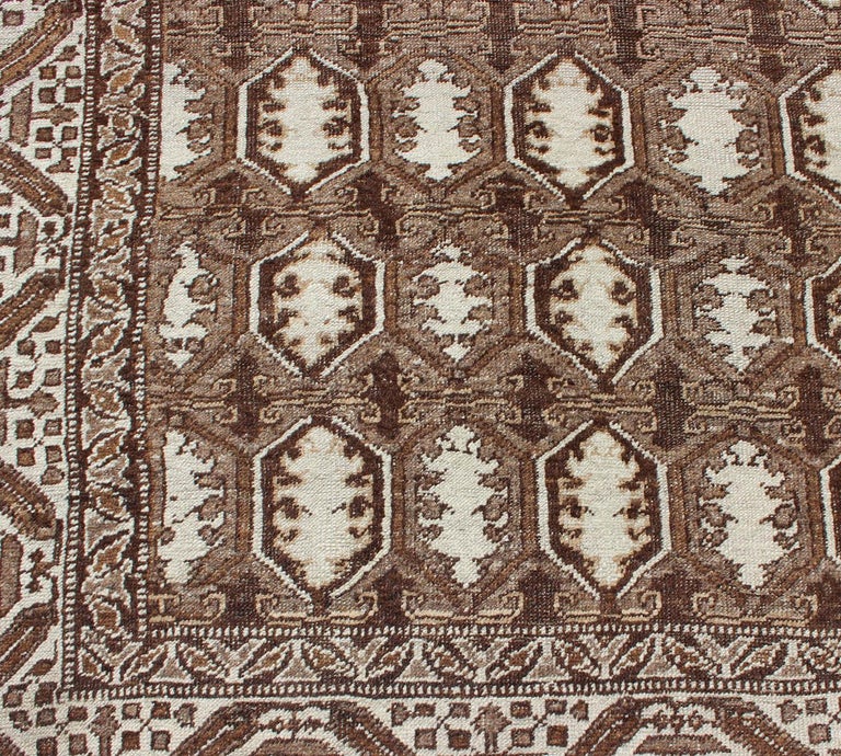 Antique Turkish Rug with Organic Motifs in Brown and Earth Tone Colors ...