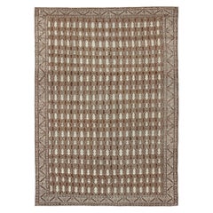Antique Turkish Rug with Organic Motifs in Brown, Taupe, and Earth Tone Colors