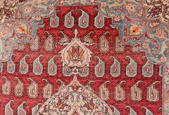Antique Turkish Rug with Paisley Design in Red, Brown and Blue