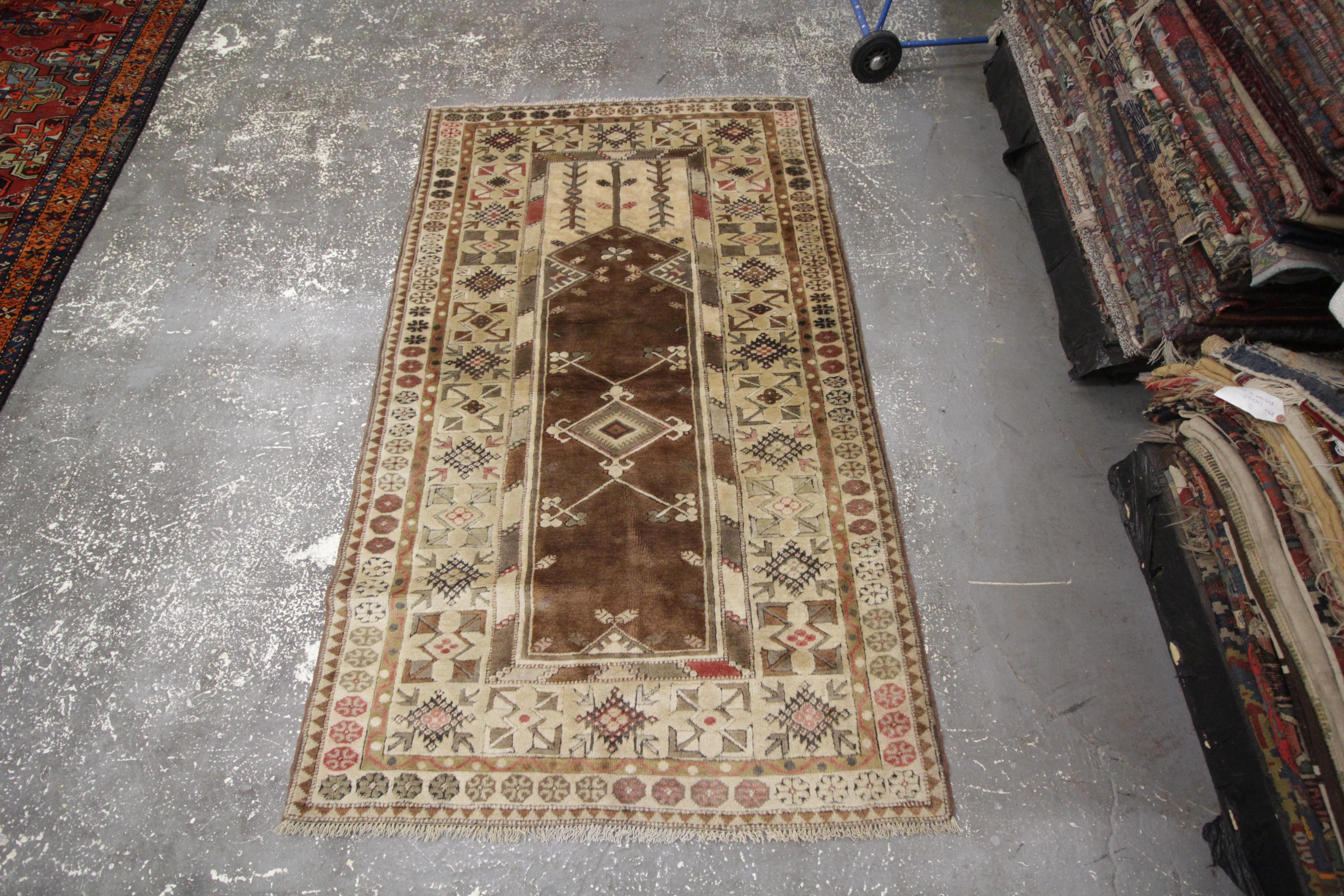 Antique Turkish Rugs, Vintage Rug Milas, Brown Rug, Handmade Carpet  For Sale 4
